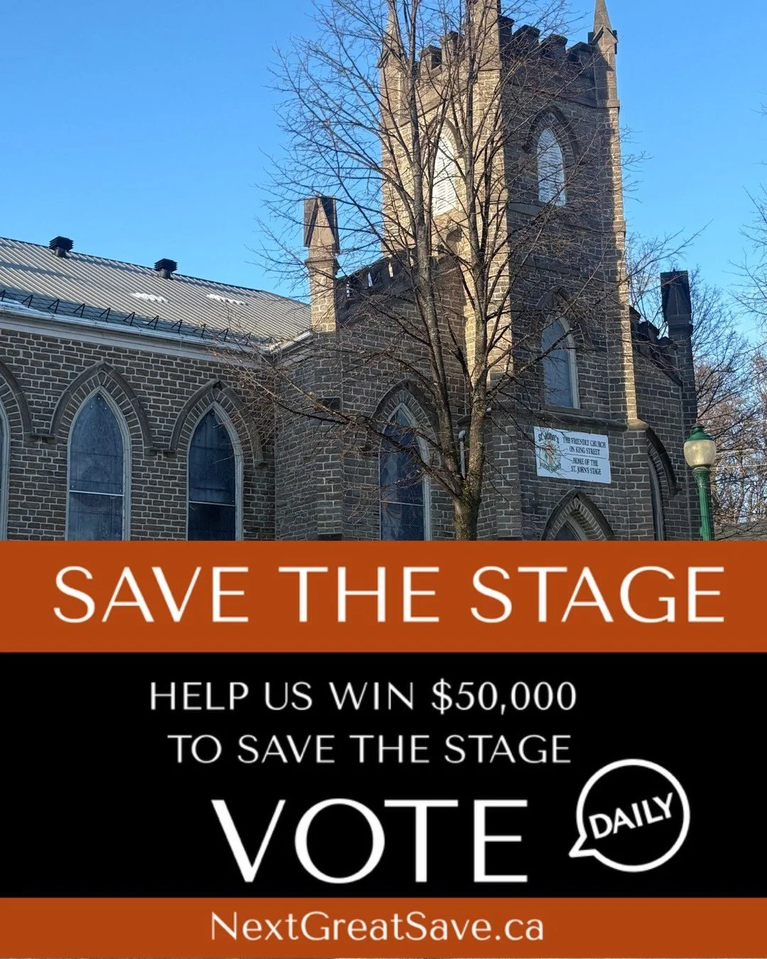 @artshubbrockville is in the running for national funding, and every vote brings them closer to restoring the beautiful historic stage inside St. John&rsquo;s United Church. The Save the Stage project will bring new life to the original oak fa&ccedil