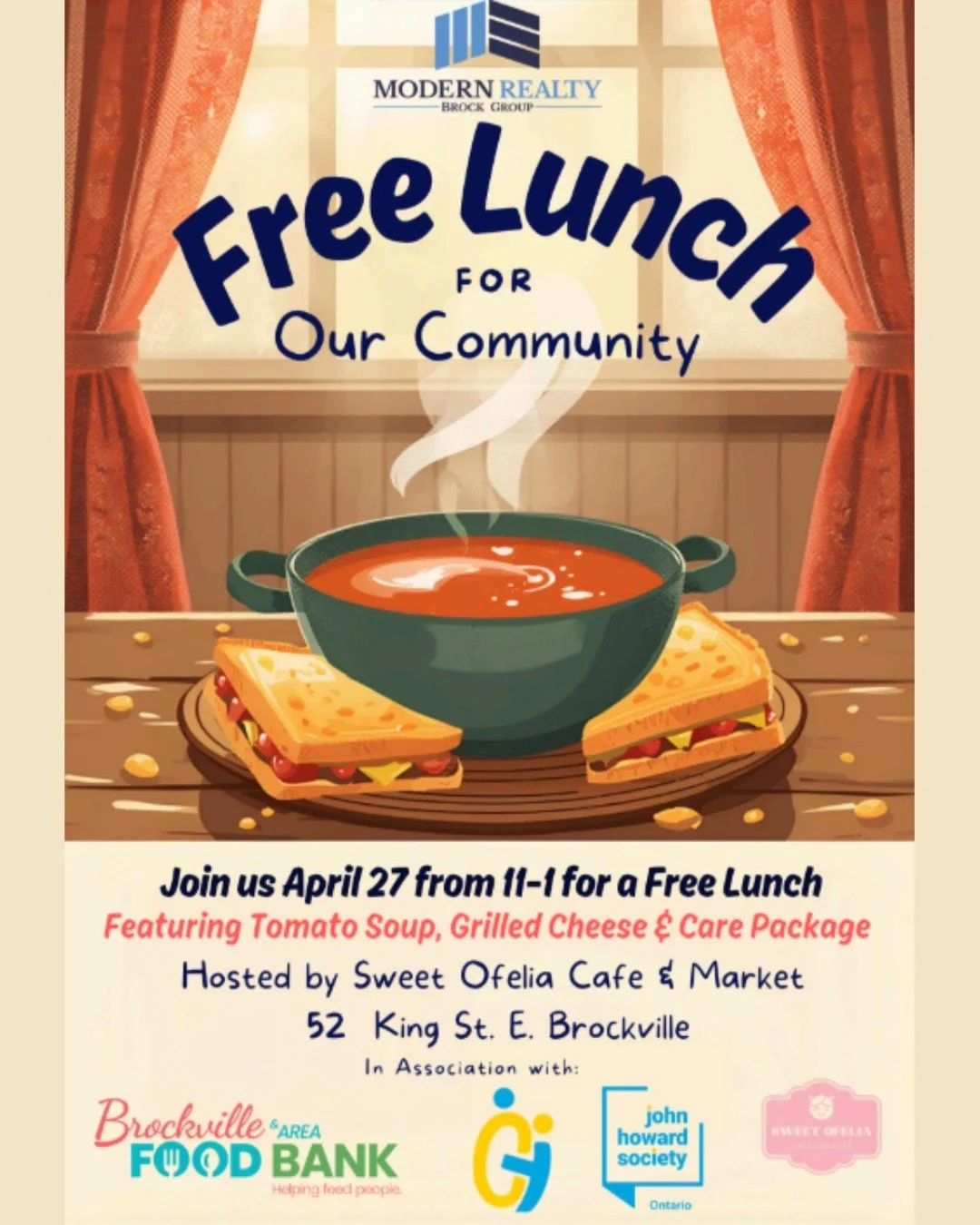 Sweet Ofelia Cafe &amp; Market is opening their doors for a Free Lunch on April 27, 11am-1pm, offering tomato soup, grilled cheese, and a care package for anyone who could use a warm meal and a friendly space. This thoughtful initiative brings people