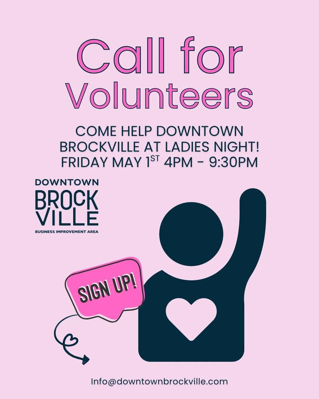 Ladies Night: Friends Edition is just around the corner and we are looking for two amazing volunteers to help welcome everyone downtown 💖

Join us at our sign in booth on Friday May 1st, 4pm-9:30pm, and be part of the energy that makes this event so