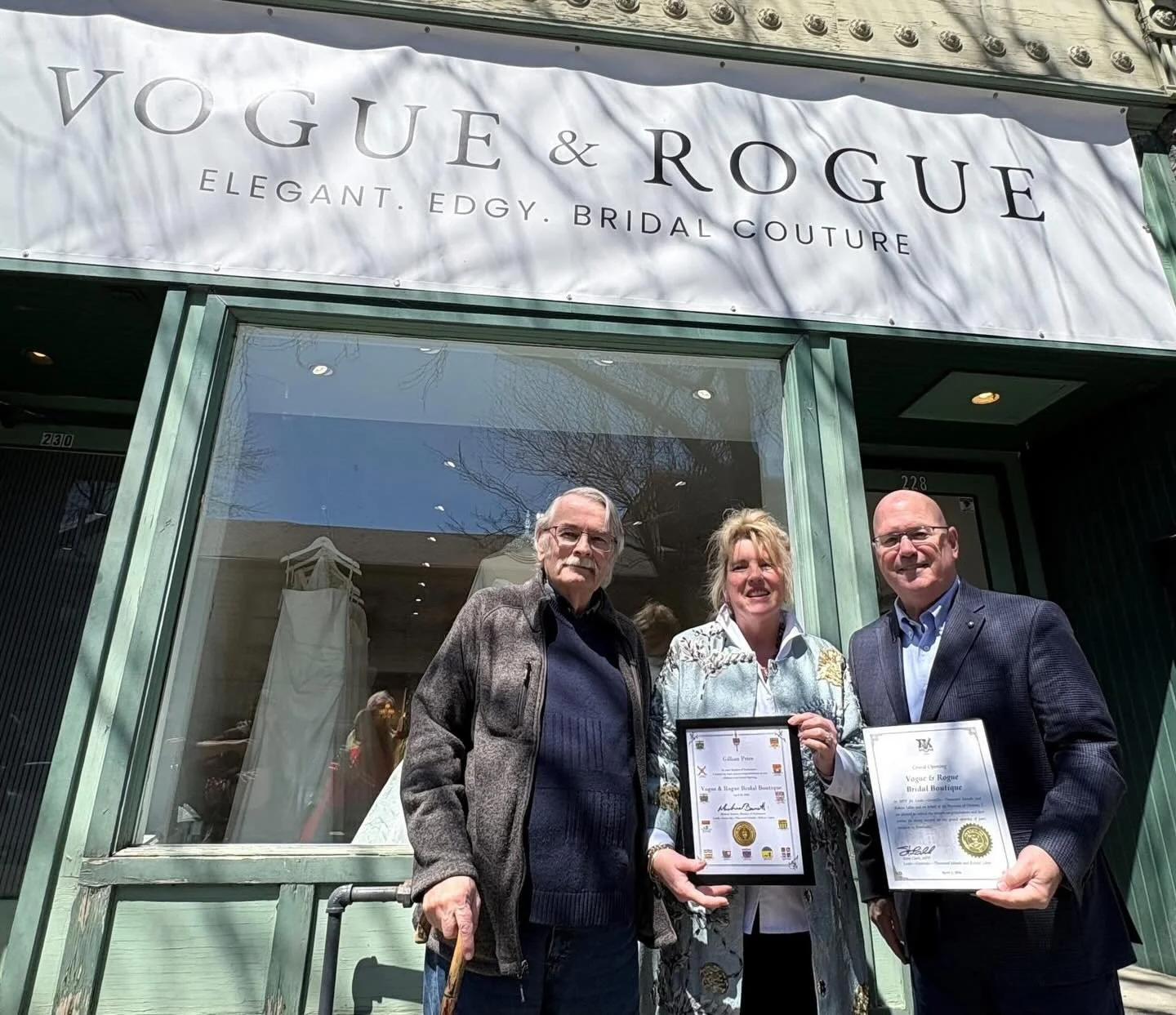 Last Friday, we had the pleasure of celebrating the grand opening and ribbon cutting for Vogue &amp; Rogue Bridal Boutique. Owner Gillian Price has created a stunning new space at 228 King St. W, bringing style, elegance, and a special experience to 