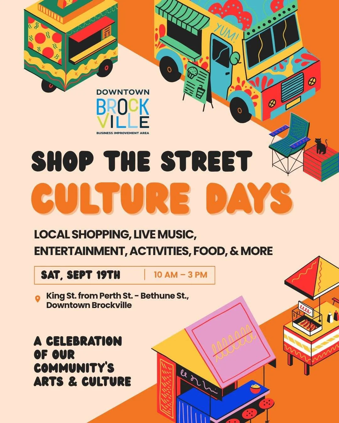 The countdown is on. Shop the Street Culture Days is just THREE weeks away! 

On Saturday, September 19th, King Street is the place to be. Join us from 10am-3pm, with the street closed between Perth Street and Bethune Street for a full day of shoppin