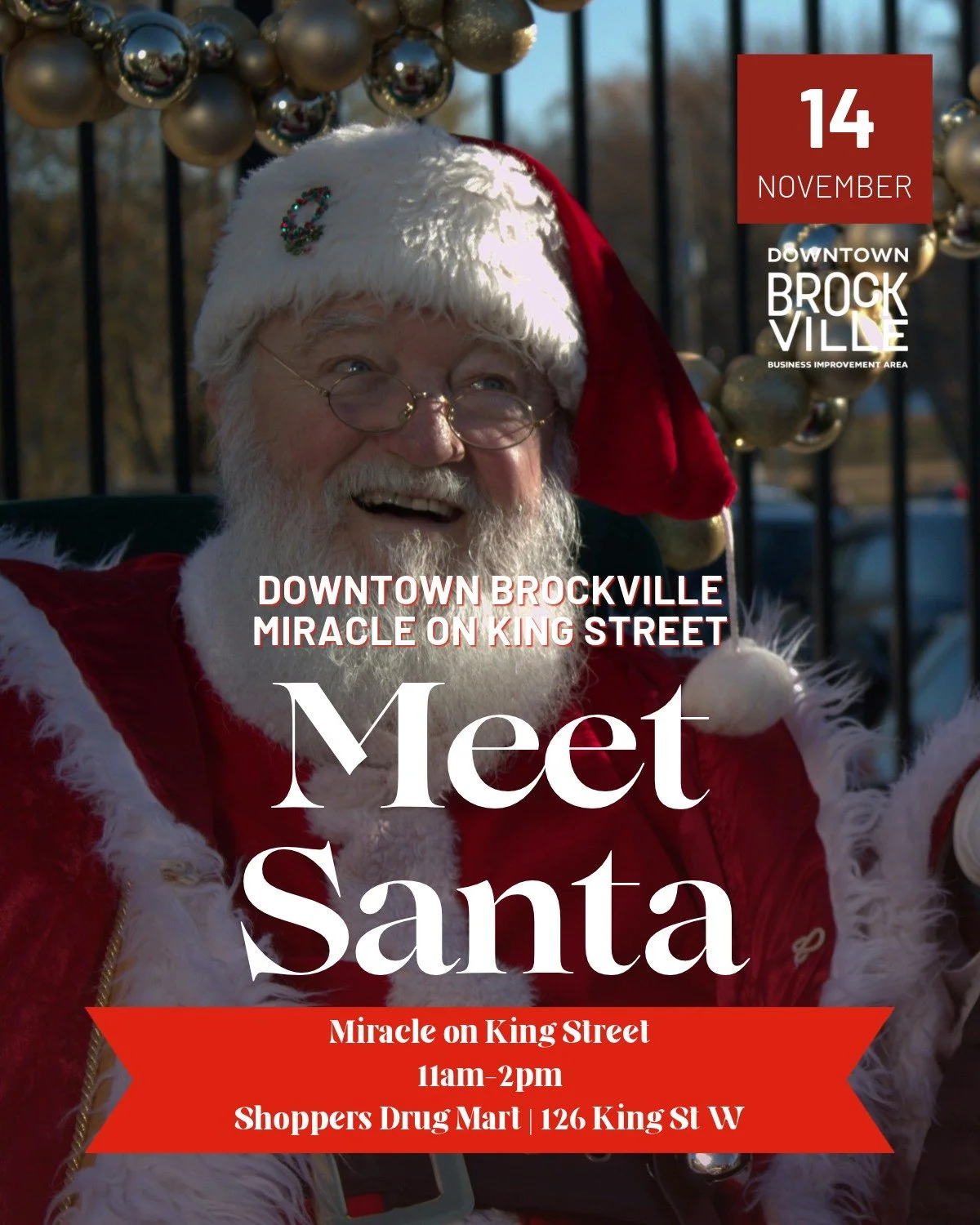 Santa Claus is coming to Downtown Brockville! 🎅

Join us for Miracle on King Street on Saturday, November 14th! Along with a day of Christmas shopping and festive activities, Santa will be stopping by to meet with families and hear what's on everyon