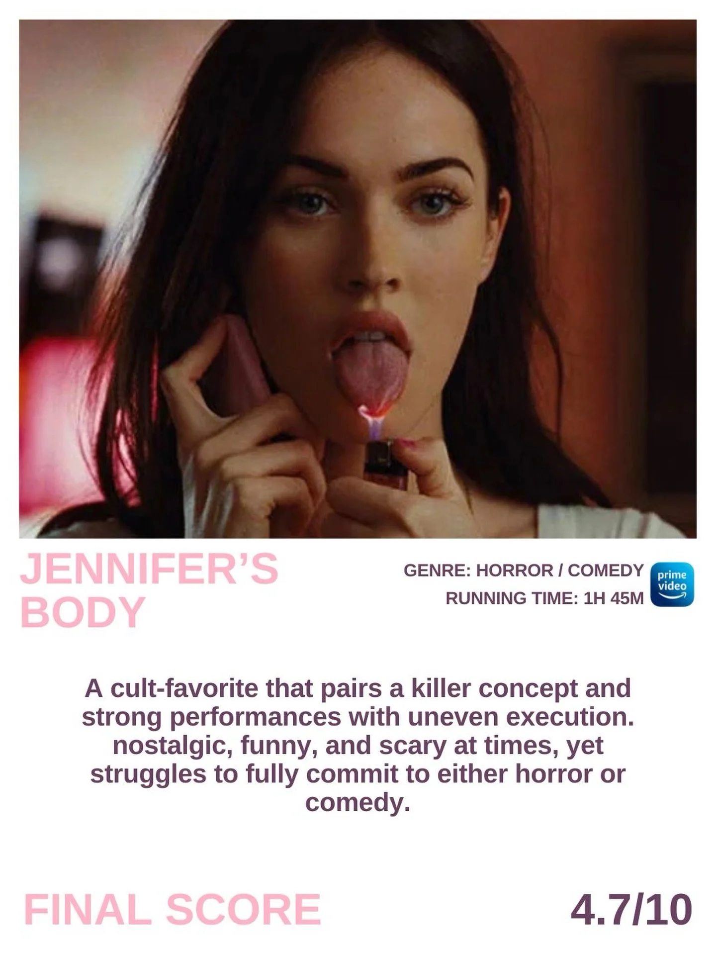 🍿 Popcorn Society 🍿
 The movie group has spoken 🙌🏻 and this is what we think of &ldquo;Jennifer&rsquo;s Body&rdquo; ✨

Rewatching this early-2000s cult classic brought a wave of nostalgia, but the film left the group divided. Horror? Comedy? Teen