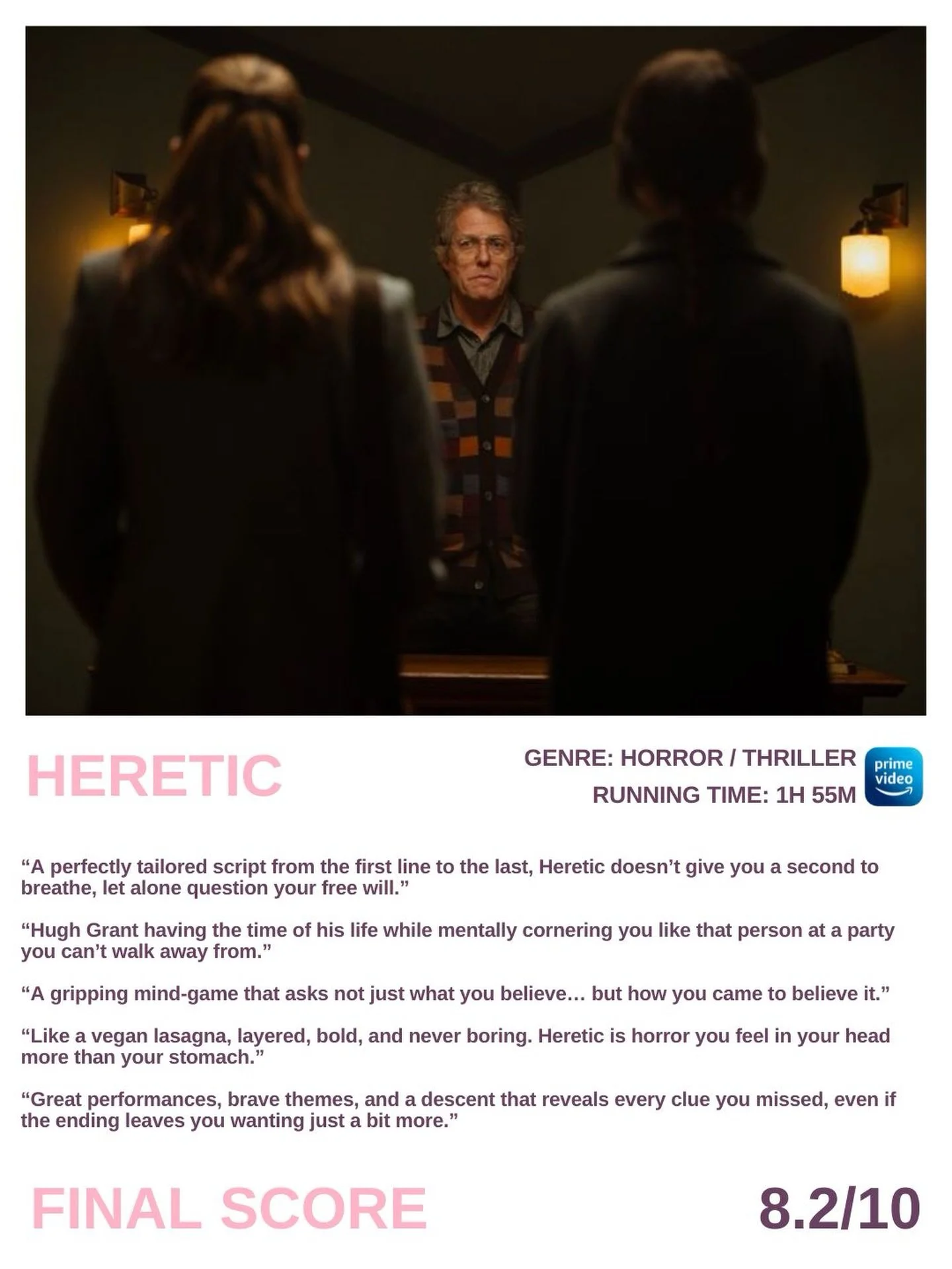 🍿 Popcorn Society 🍿 The movie group has spoken 🙌🏻 and this is what we think of &ldquo;Heretic&rdquo; ✨

This one had us debating beliefs, free will, and Hugh Grant&rsquo;s chaotic brilliance, a slow-burn mind game that got under everyone&rsquo;s 