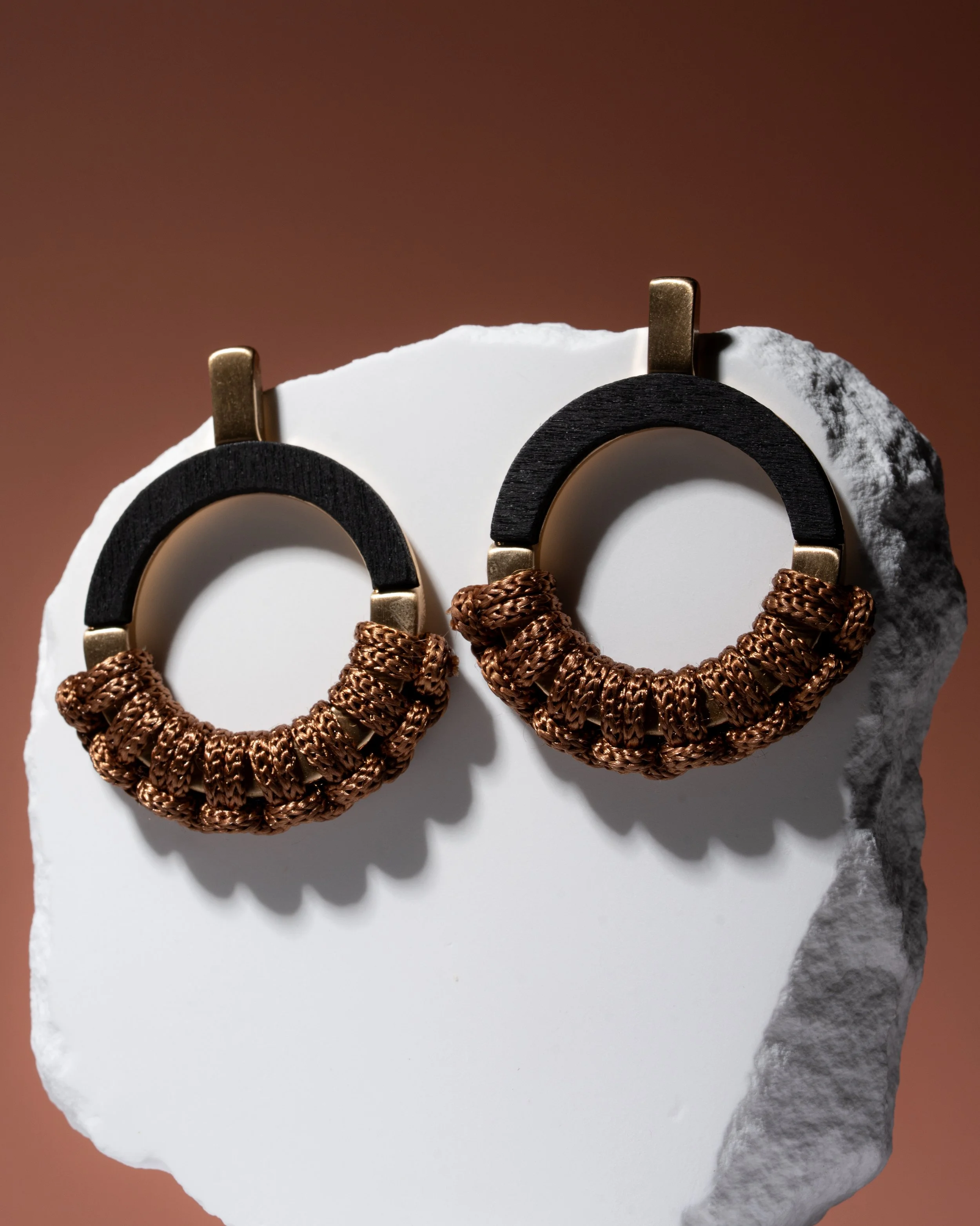 ember satin handmade earrings by Daydream Weaver