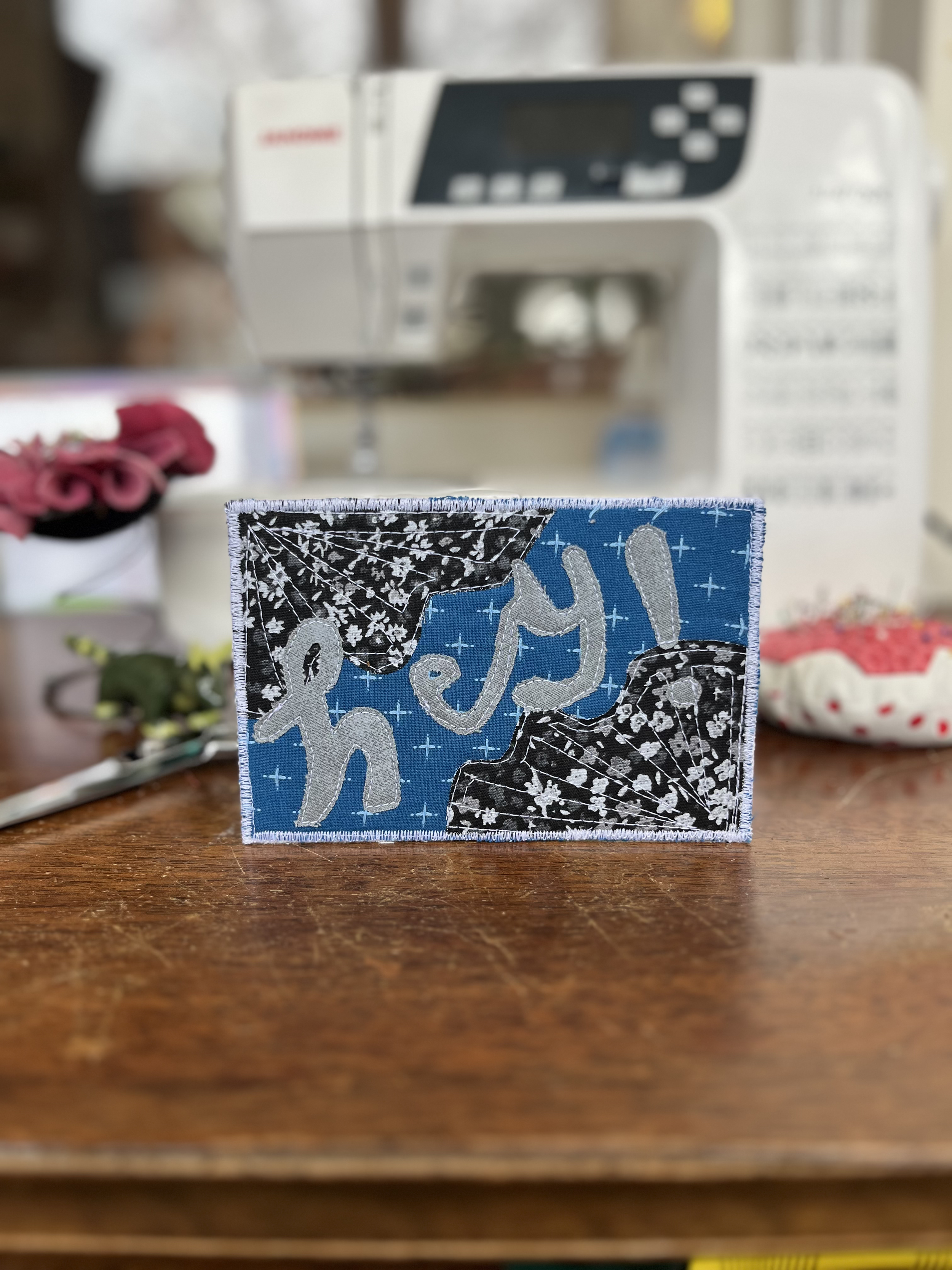 Just Saying "Hey" Quilted Postcard