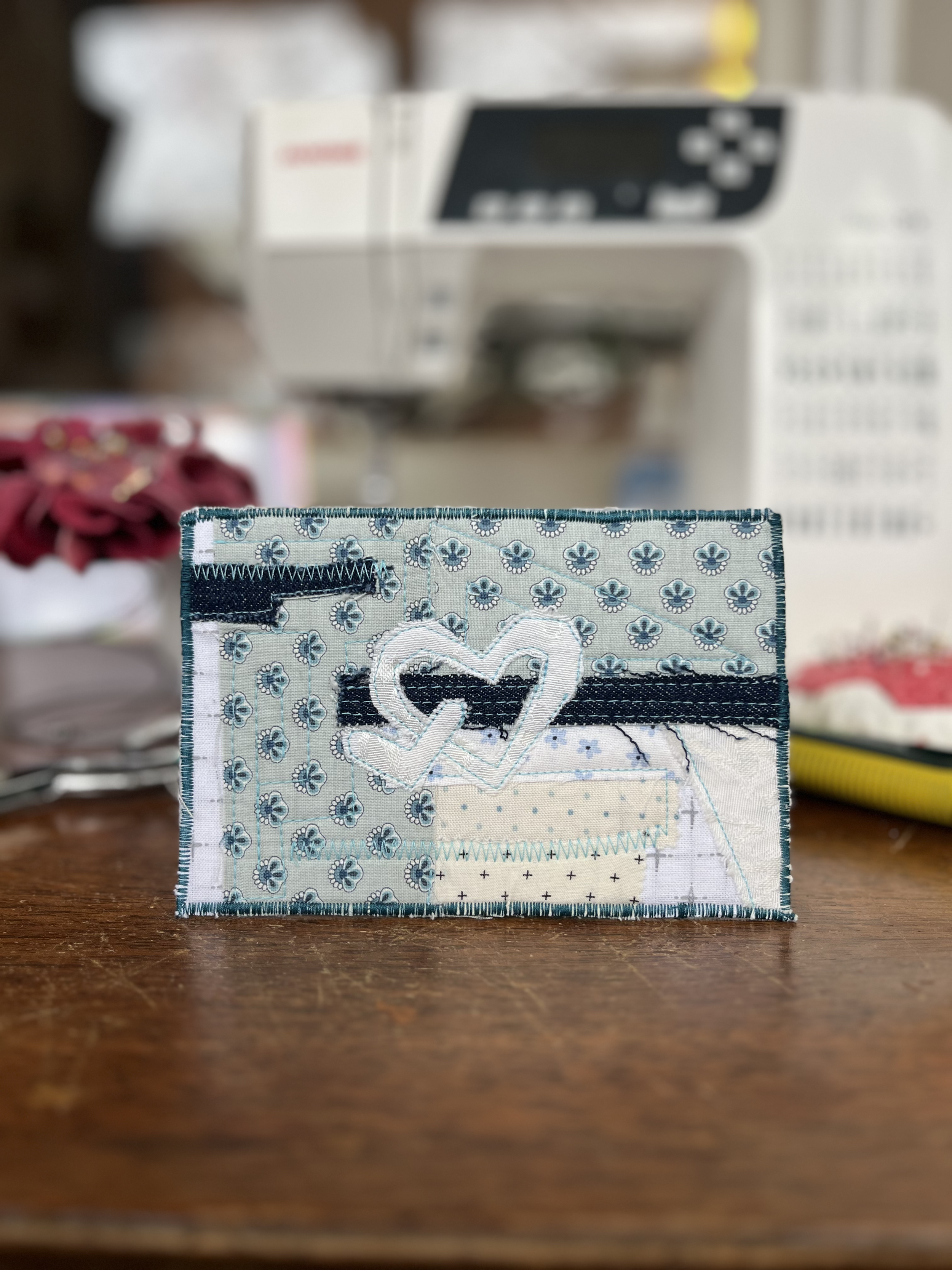 I <3 Blue Quilted Postcard