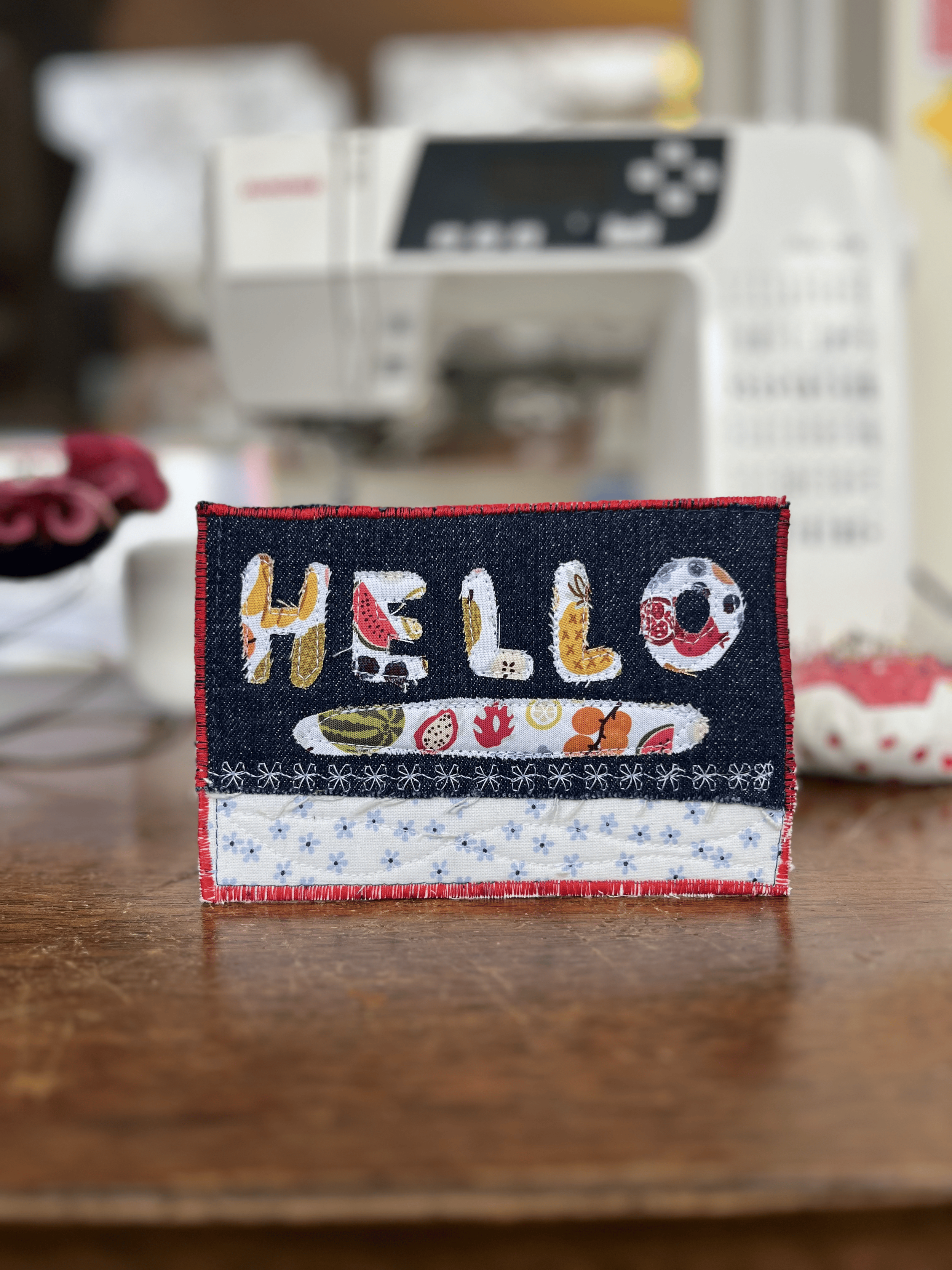 HELLO Quilted Postcard