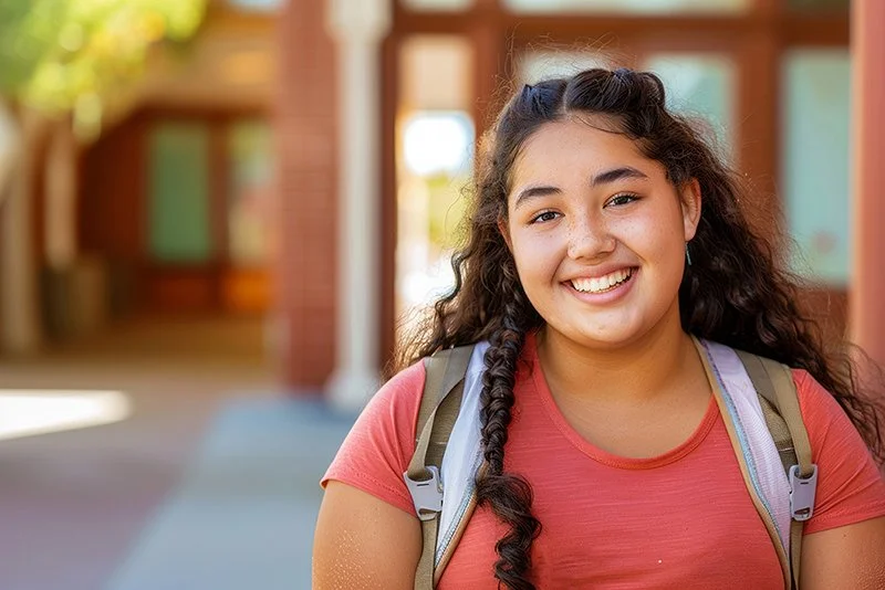 NovaFit telehealth healthy teen girl with backpack