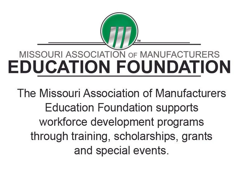 Missouri Association of Manufacturers Education Foundation logo and description of support for workforce development through training, scholarships, grants, and events.