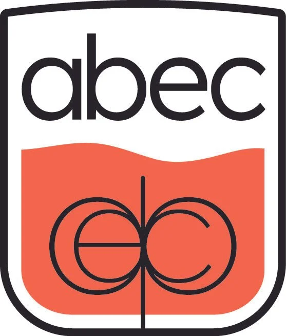 A logo with the text 'abec' above a stylized apple with the letters 'abc' incorporated into the apple design.