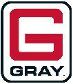 Gray logo with a stylized red letter G and the word 'GRAY' underneath