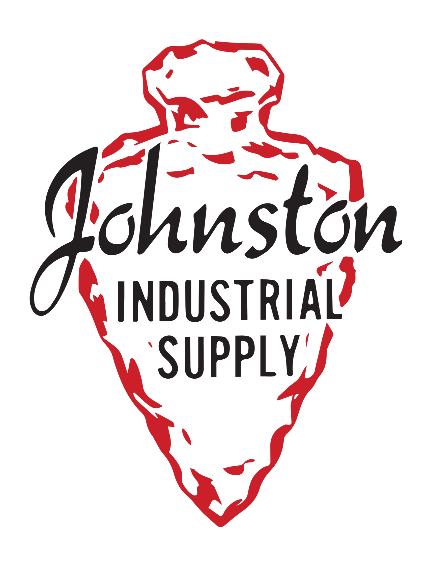 Logo for Johnston Industrial Supply with a red outline map of Illinois and black text.