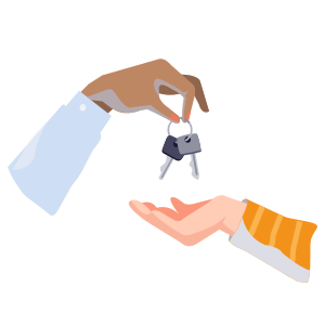 A hand holding keys above an open palm.