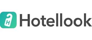 A logo with a white 'H' on a teal background and text that is blurred and unreadable.