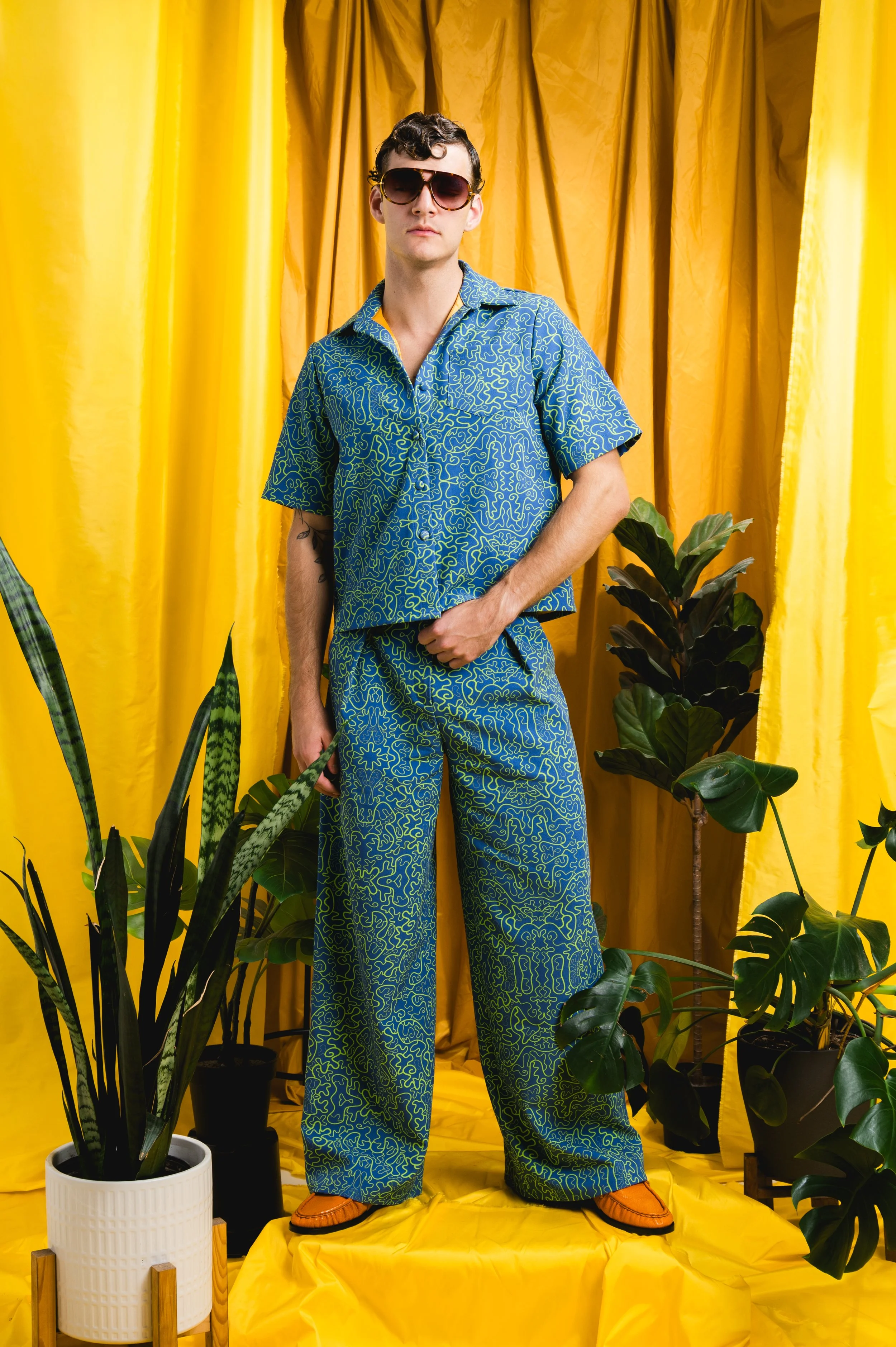 "JOY" Printed Button Button Down