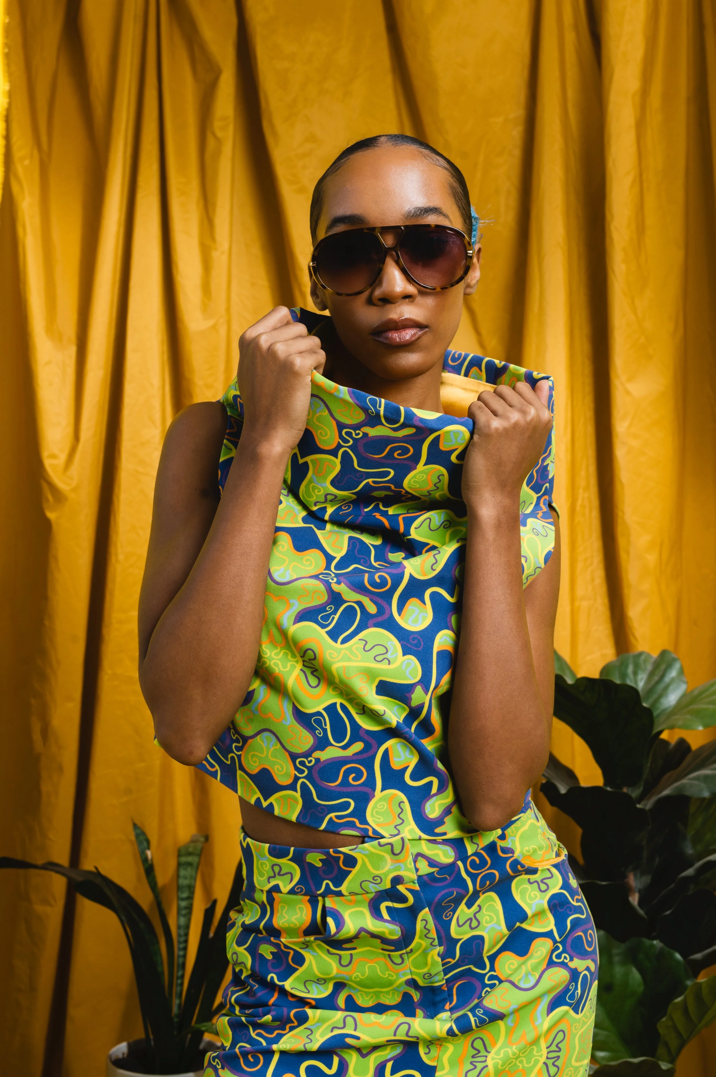 "ELEVATION" Printed Sculptural Top