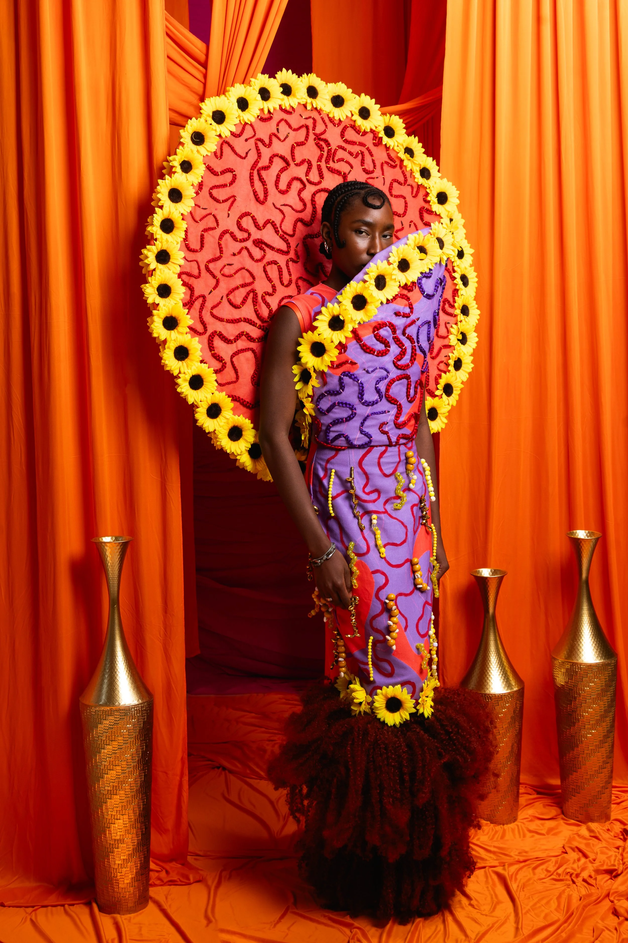 "GOD'S FAVORITE" Gown & Sculptural Backpack