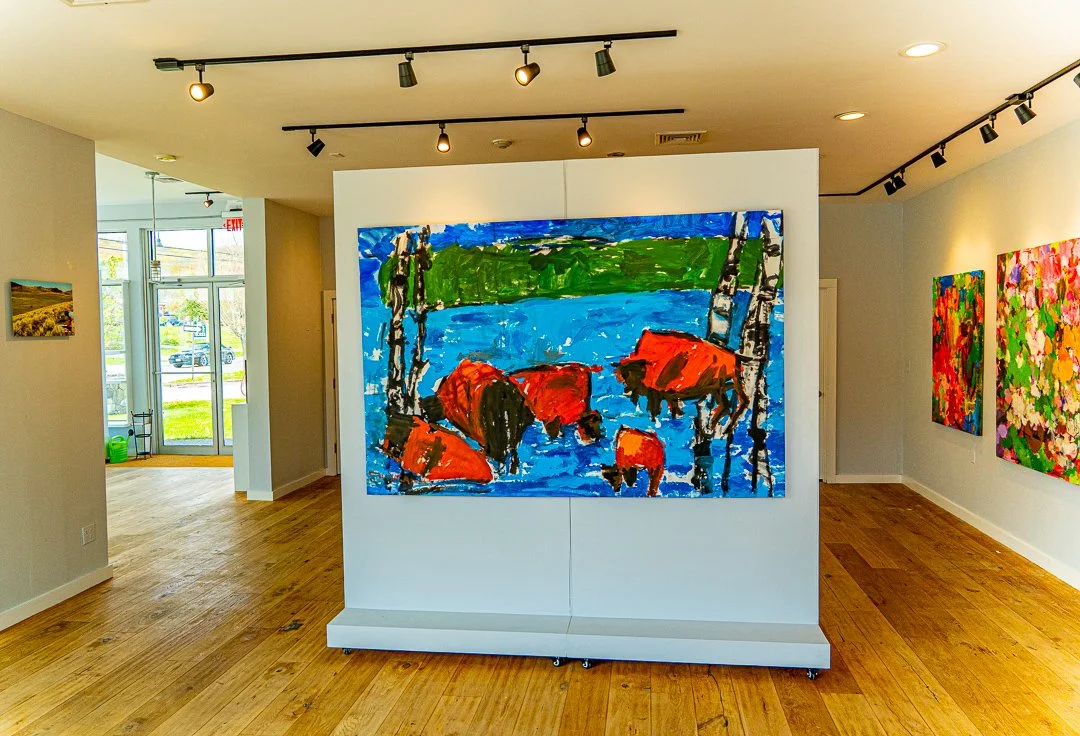 Moshgan's Bison painting hanging at Mad Rose Gallery- "Eyes of the Unseen" Exhibition runs  May 2 - June 28, 2026 Thursday-Sunday 12-5.