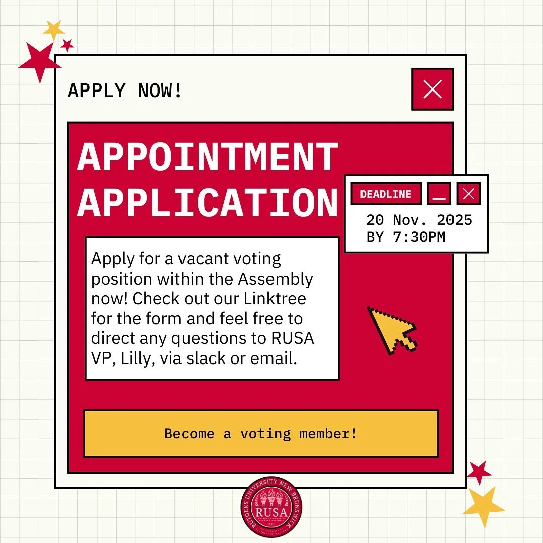RUSA is hoping to fill the vacancies within the assembly! If you are interested in serving as a voting member of RUSA, fill out the application form now! 🤗 Link can be found in our linktree, which is located in our Instagram bio! 🔗