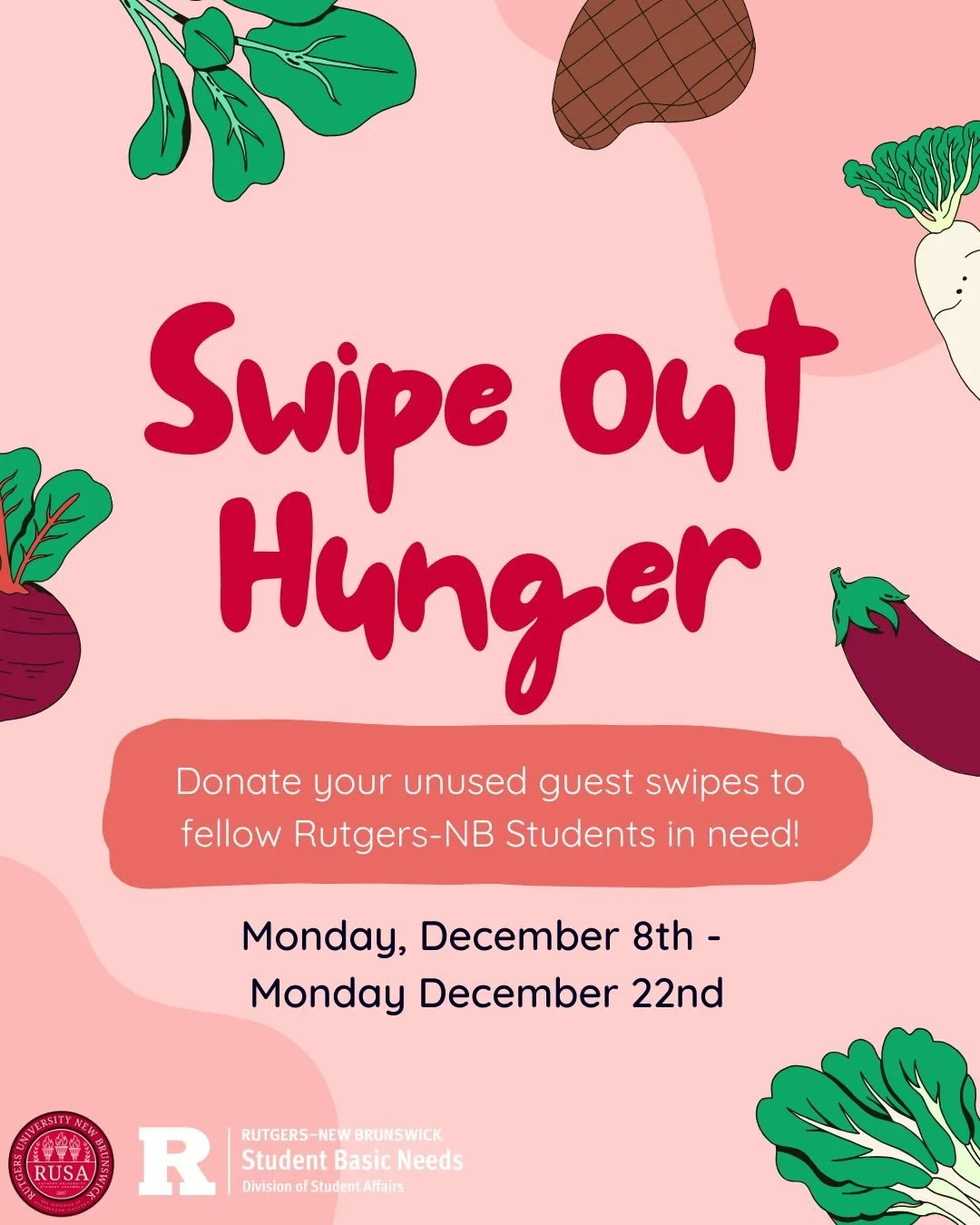 Rutgers, now is the time to give back! If you have any leftover meal swipes, donate them to a fellow student in need. Scan the QR code to donate or check out the link in our linktree!