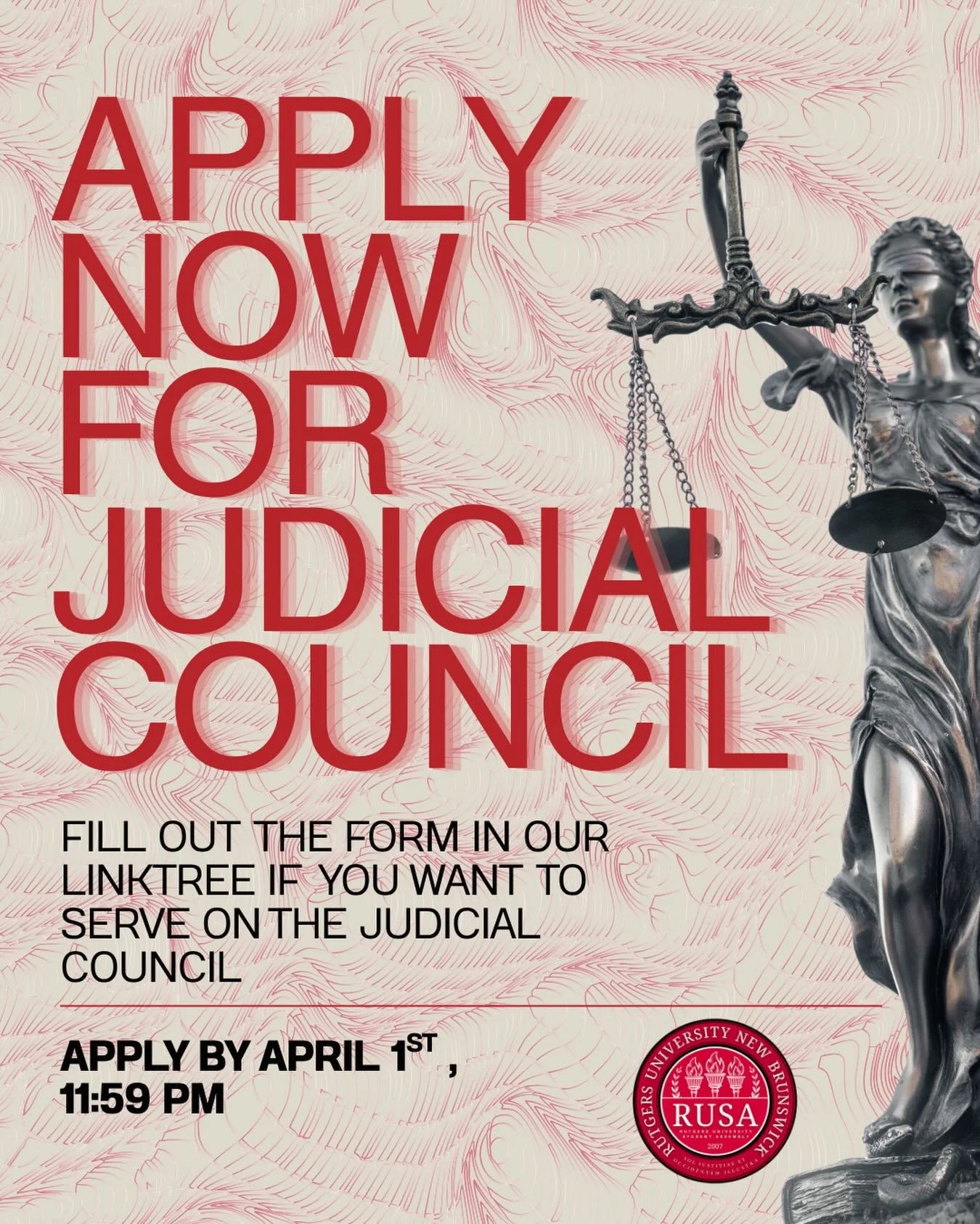 Are you interested in sitting on the judicial council? If so, now is the time to apply! The Judicial Council is another branch of our student government, acting as the Supreme Court. Apply now by filling out the form in our Linktree and check out our
