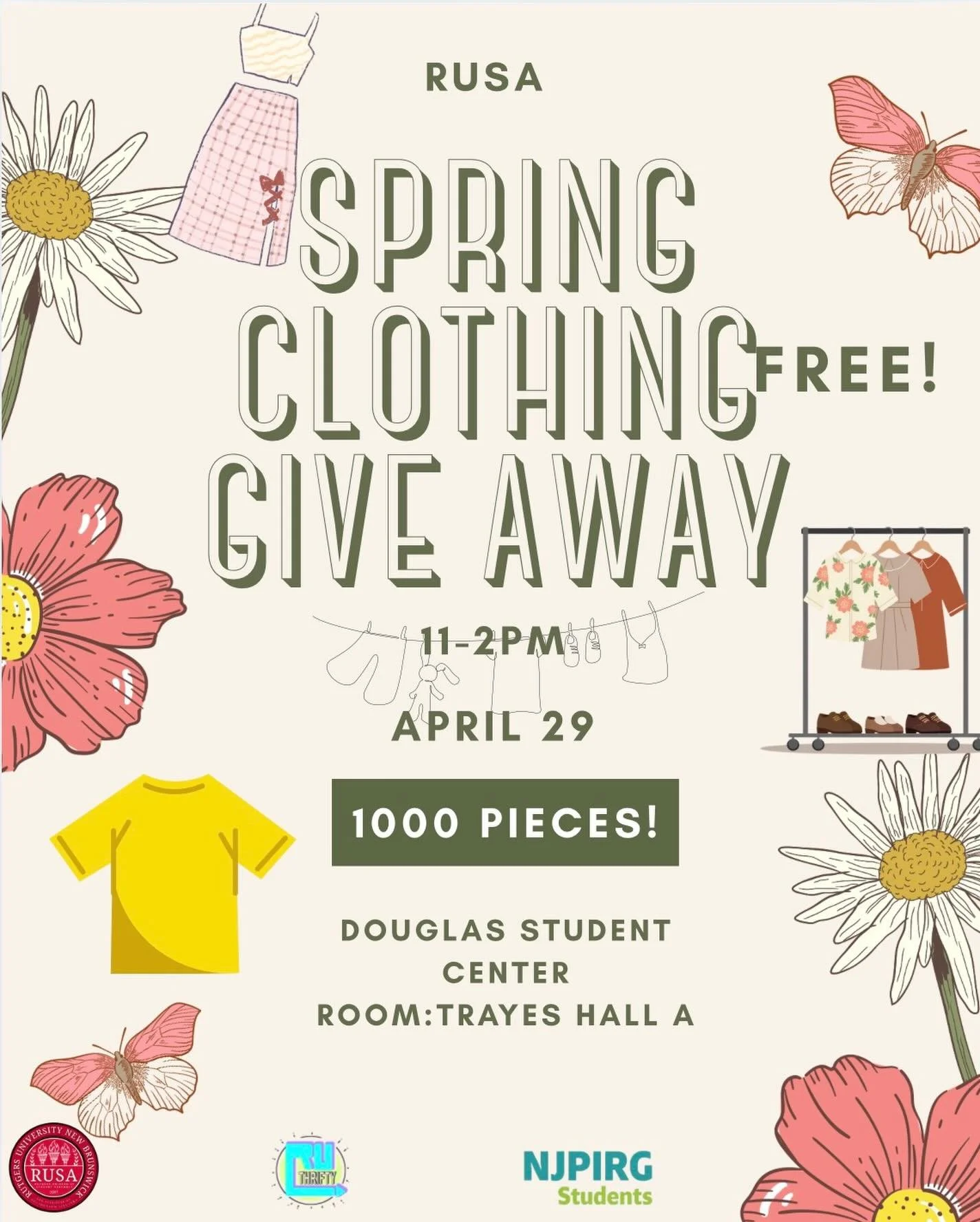 Come to our clothing giveaway April 29th at DSC! 👗👖