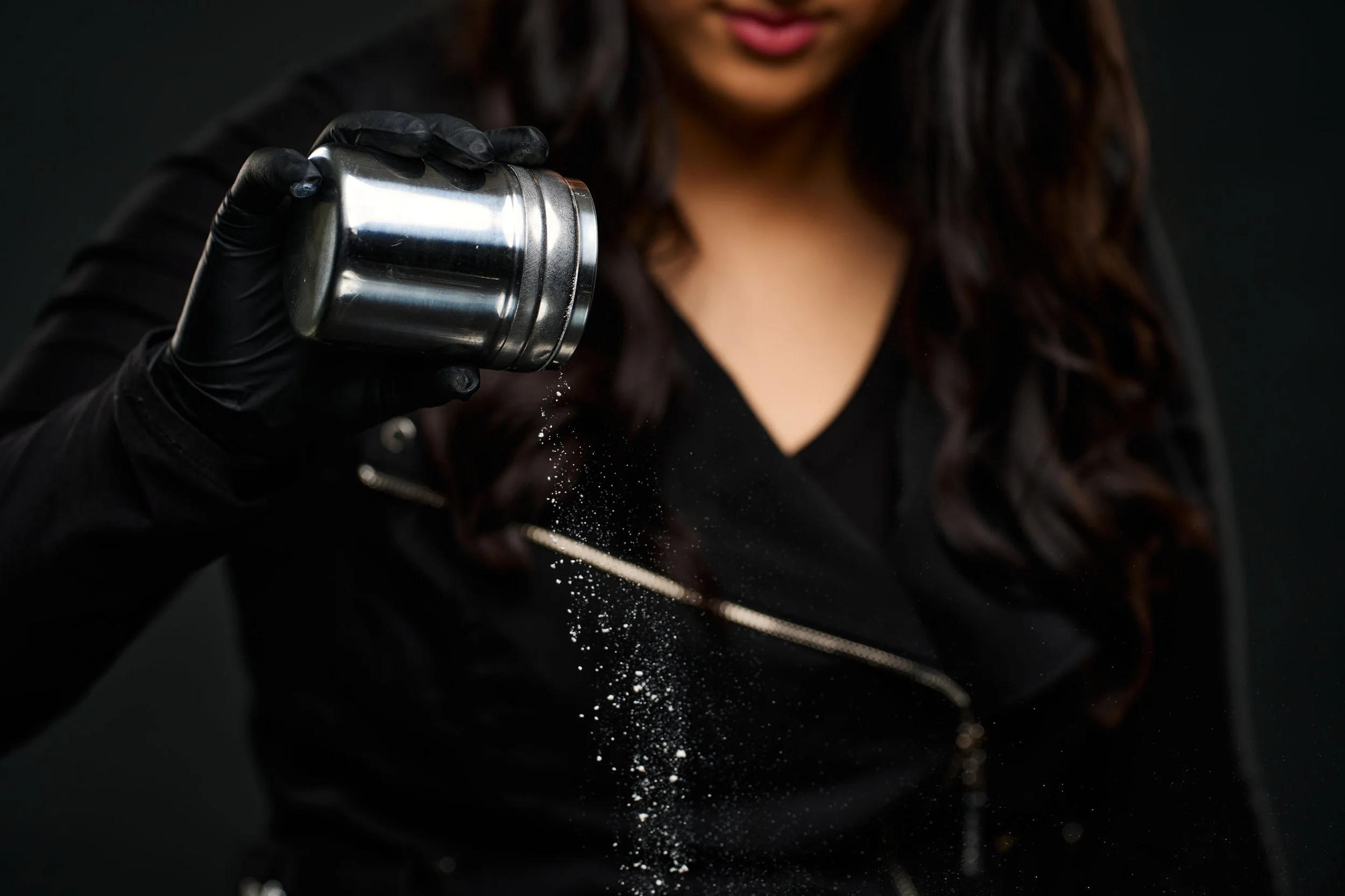 Closeup of an esthetician at work