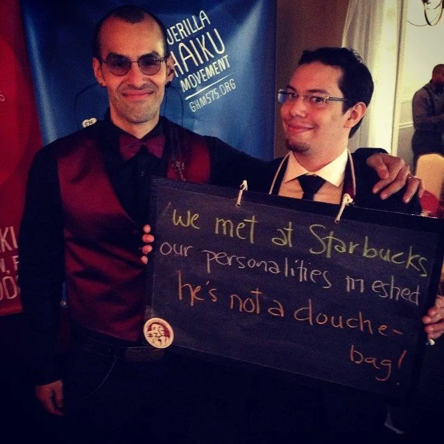 Friend of Groom: We met at Starbucks - our personalities meshed - he's not a douche bag