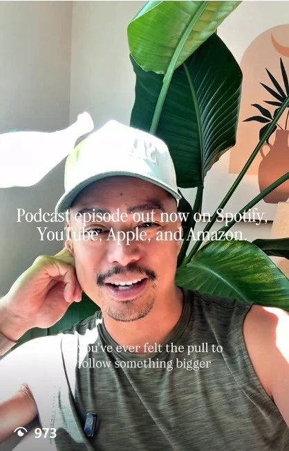 Instagram reel featuring Maxwell Cunanan discussing entrepreneurship, intentional living, reinvention, and building Maximize Studio & Design on the Queen of the Camp podcast