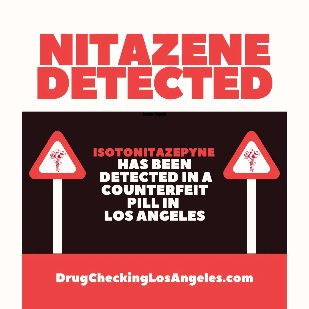 Isotonitazepyne, a synthetic opioid stronger than fentanyl, was recently identified through our lab in two counterfeit oxycodone "M30" pills. To our knowledge, this marks the first documented detection of isotonitazepyne in Los Angeles. 

A