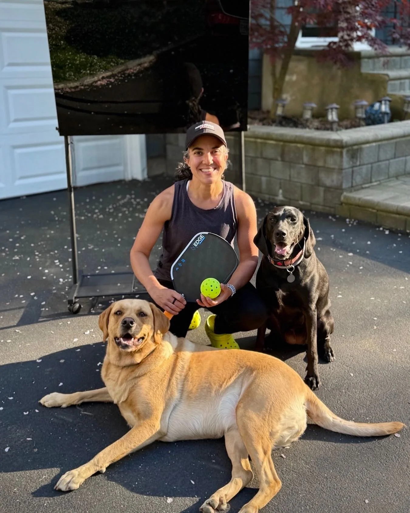 Leave it to Alexis to build her own pickleball rebounder! DIY video to follow. 🧰🔧⚙️

She loving named it the &ldquo;Rebound Lab&rdquo; after her yellow lab Laney and her BFF Ellie, the best pickleball fetchers she knows! 🐾🏓

Now time to go drill!