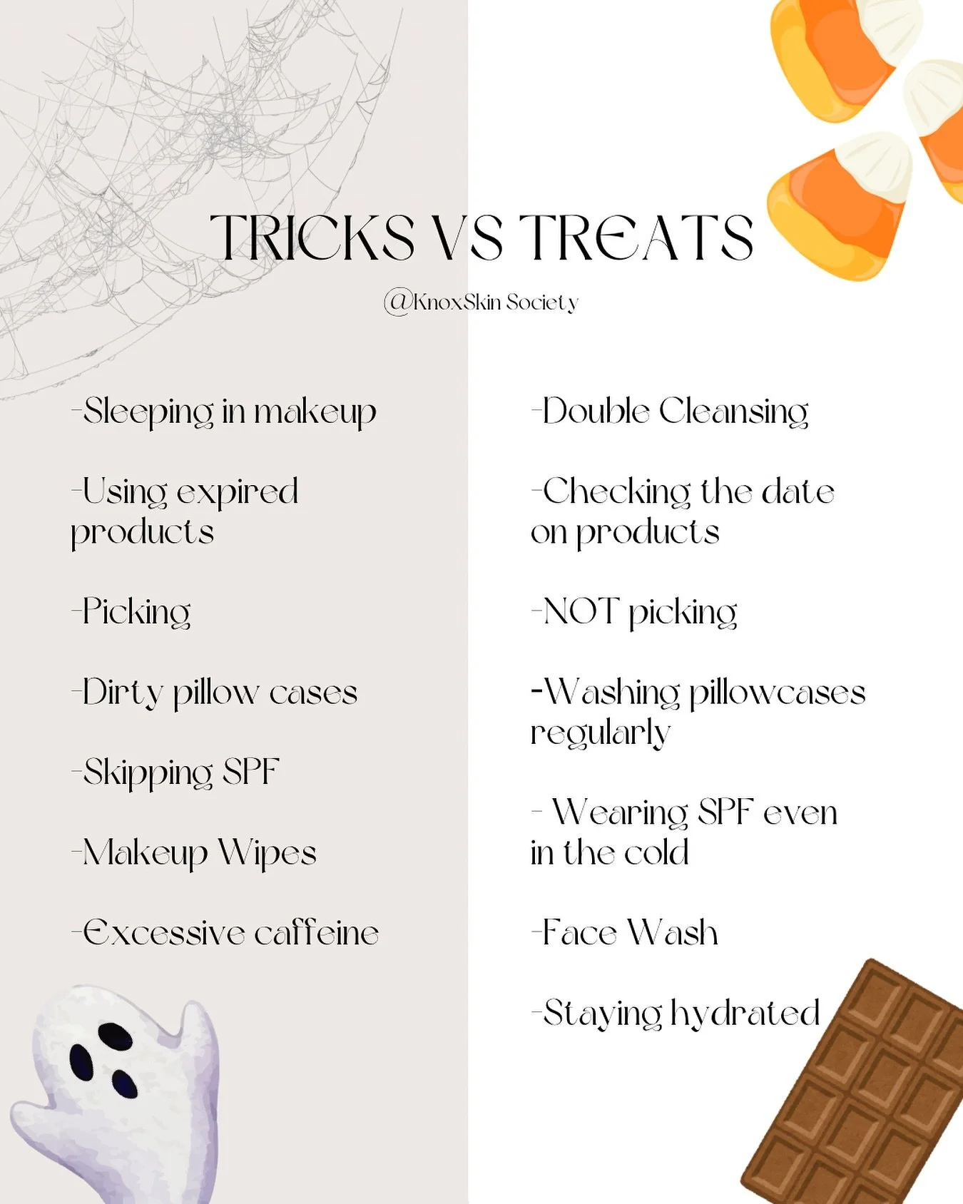No tricks, just treats for your skin! 🍬🎃
Here are some spooktacular skincare tips to keep your skin looking its best all year long 🤎 

-

#halloweenskin #halloweentime #skincaretipsandtricks #skincareroutine #esthetician #knoxvilleskincare #knoxvi