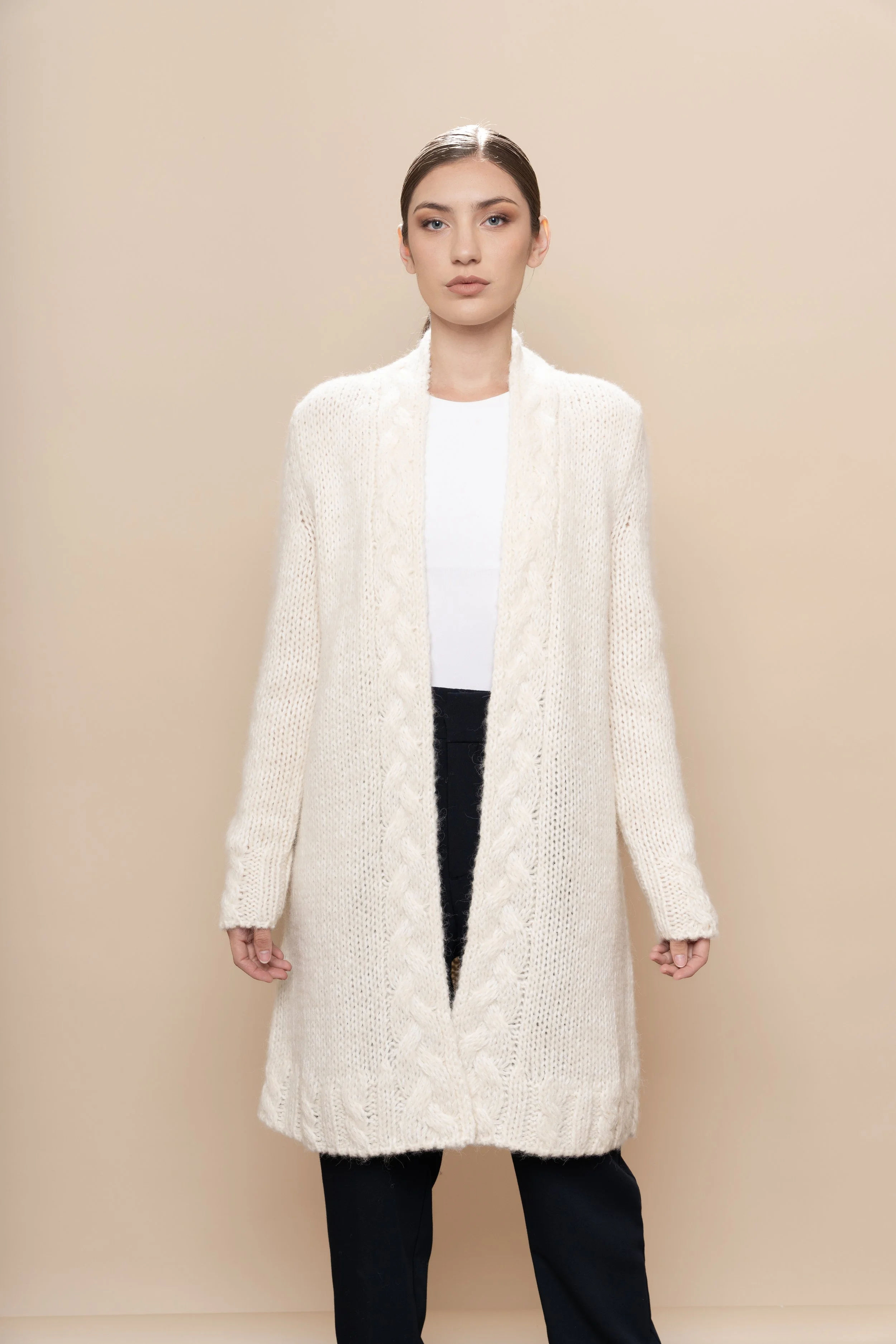 Ladies’ chunky cable knit cardigan