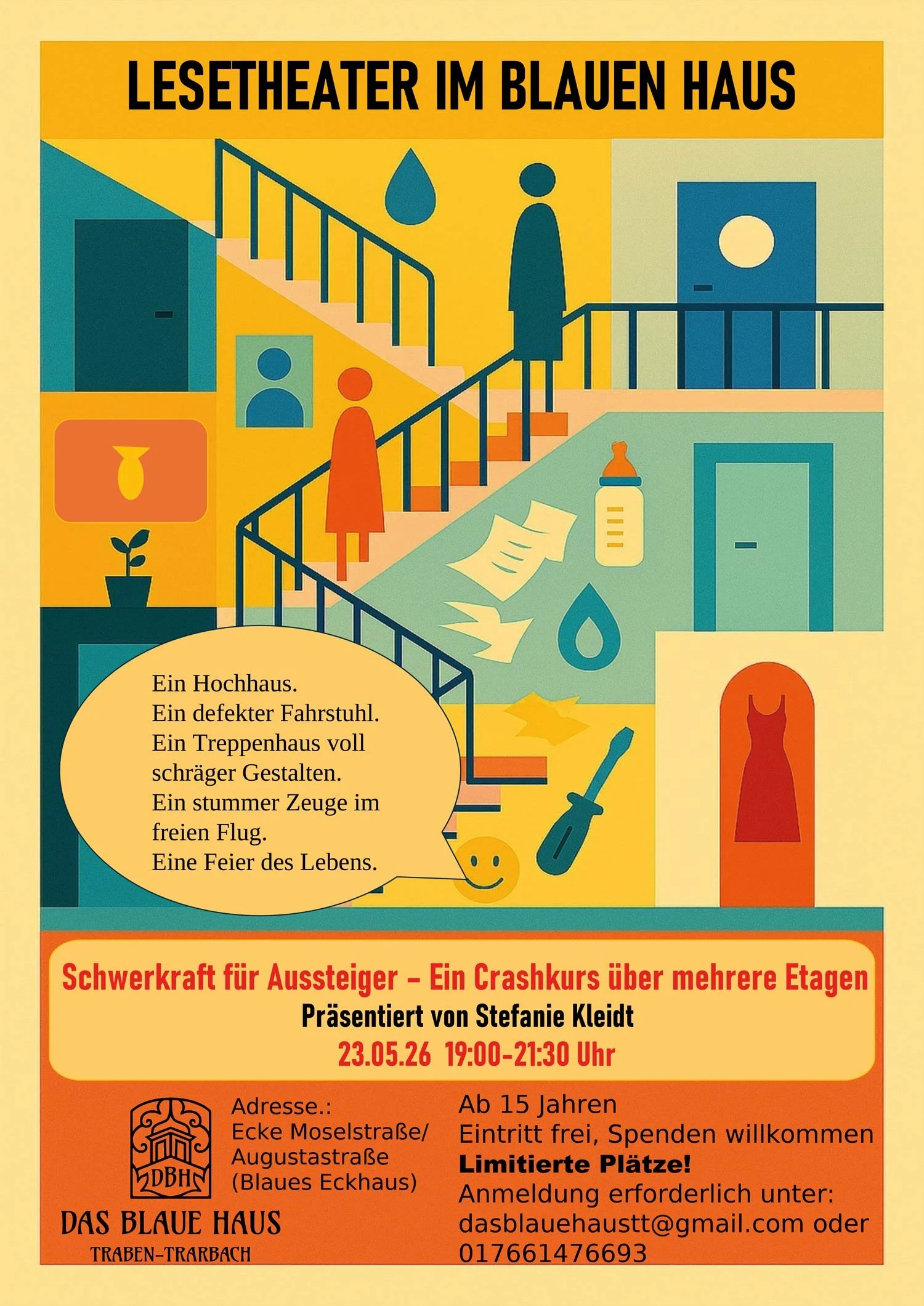 LESETHEATER im Blauen Haus– Samstag der 23. Mai 2026 um 19.00 - 21.30 Uhr