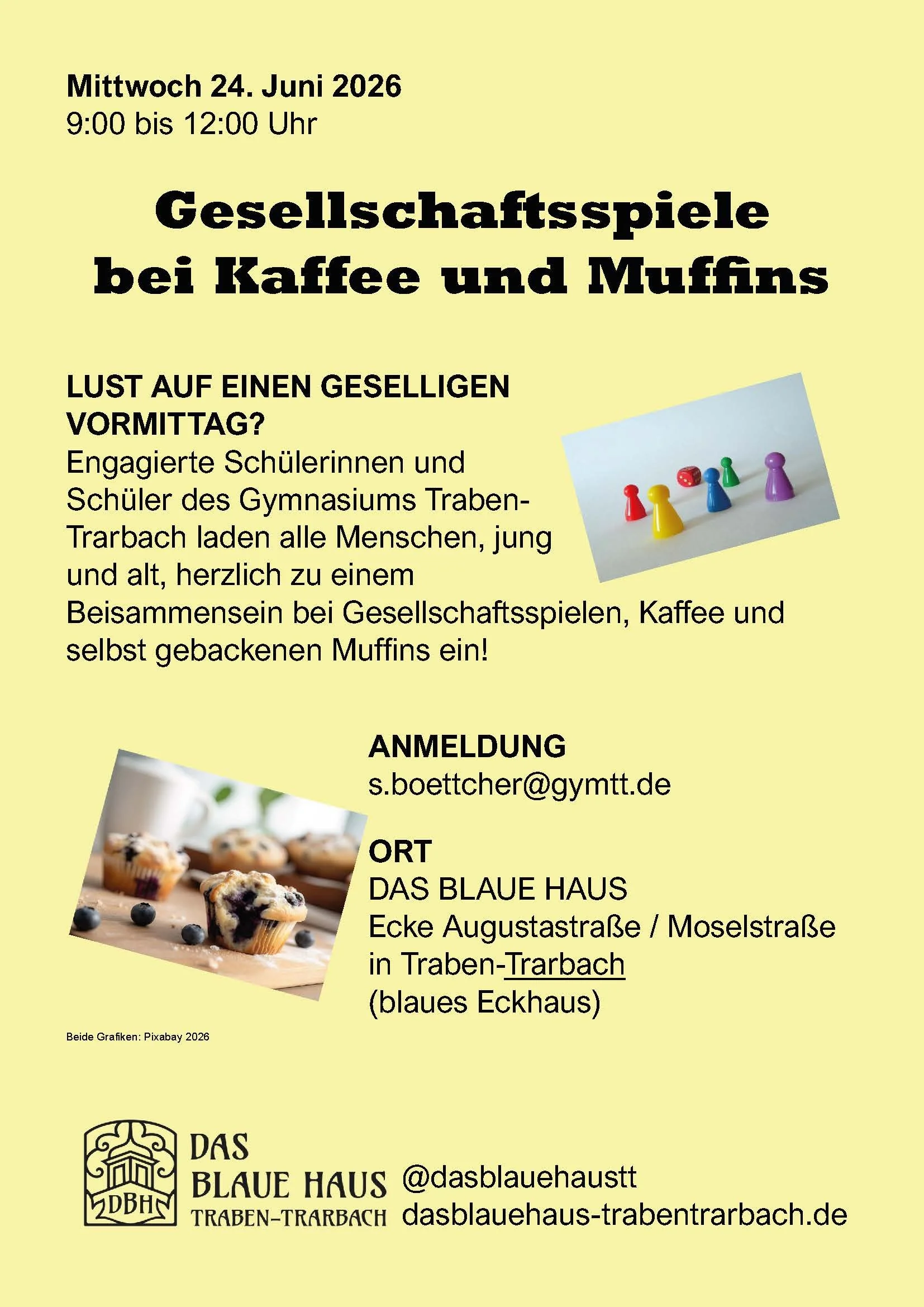 Gesellschaftsspiele bei Kaffee und Muffins am Mittwoch den 24. Juni 2026, 9:00 bis 12:00 Uhr