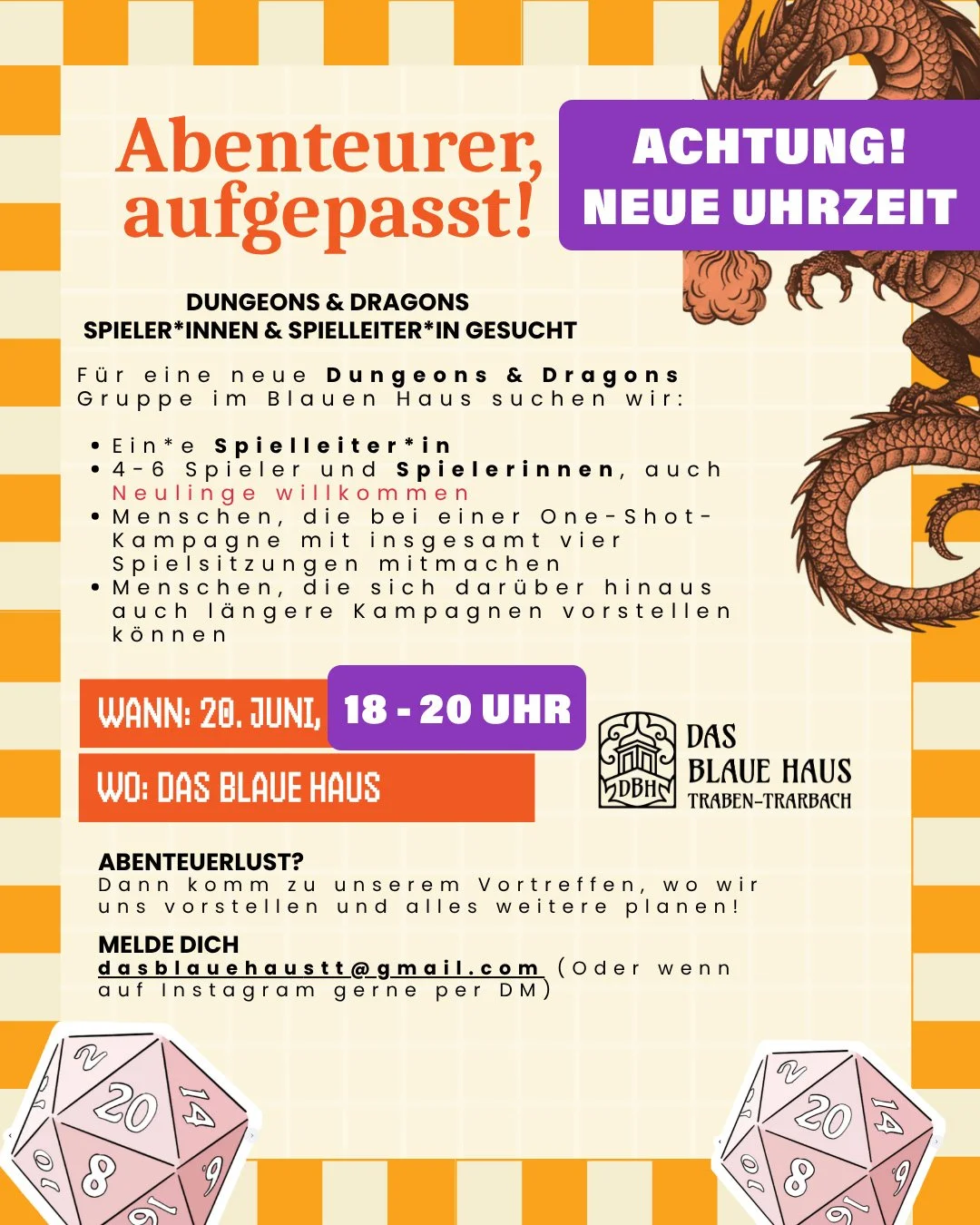 DUNGEONS &amp; DRAGONS Spieler*innen und Spielleiter*in gesucht!
