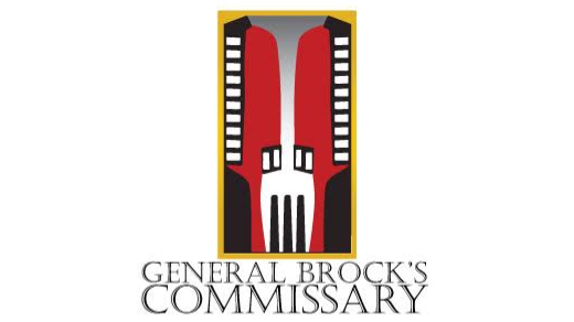 Logo for General Brock's Commissary featuring a red and black graphic element above the store name.
