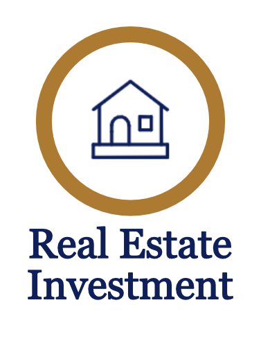 Logo with a house icon and the text "Real Estate Investment" underneath.