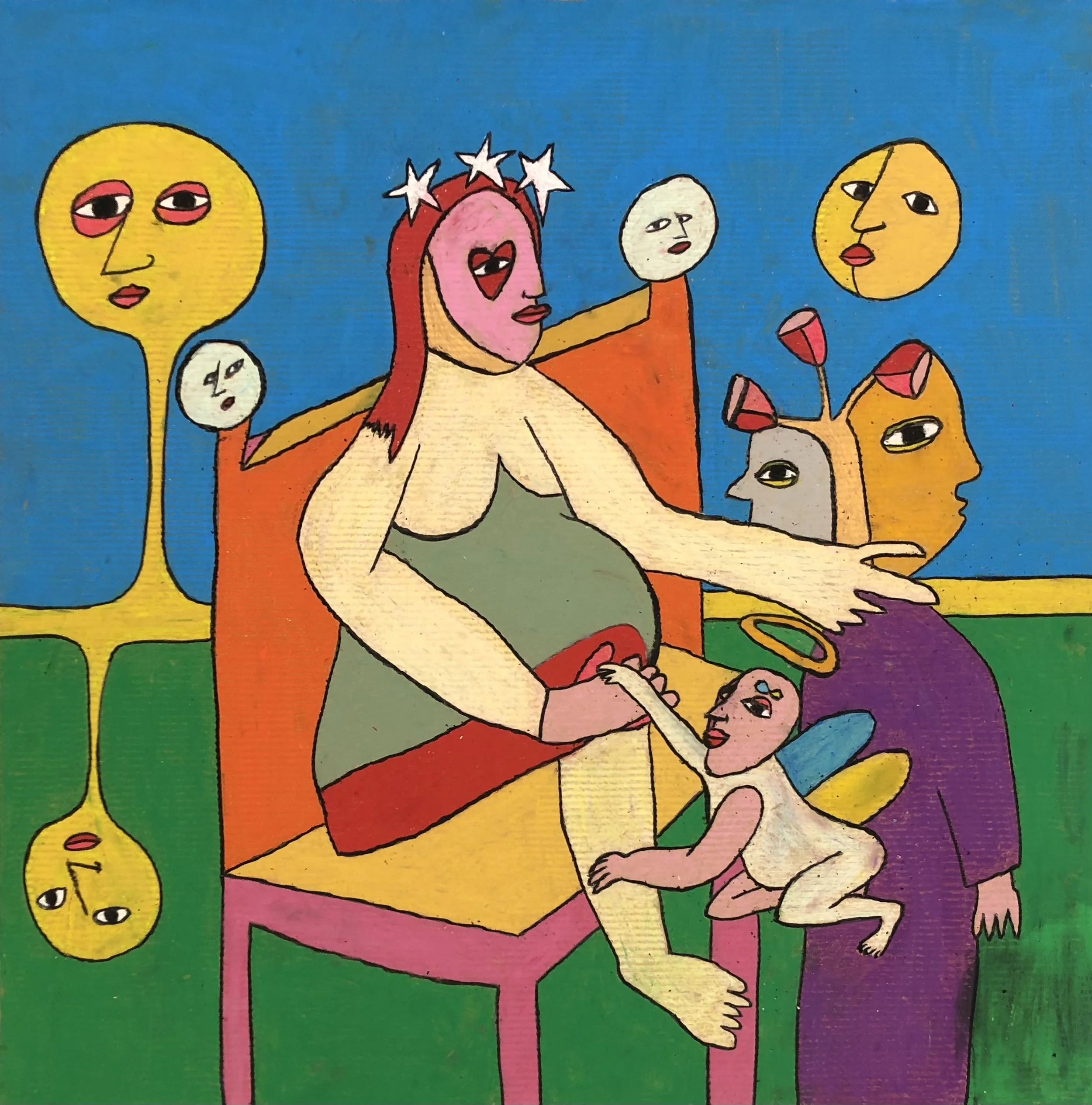 Empress, 2024. Oil pastel on carboard - 38 x 38 in.