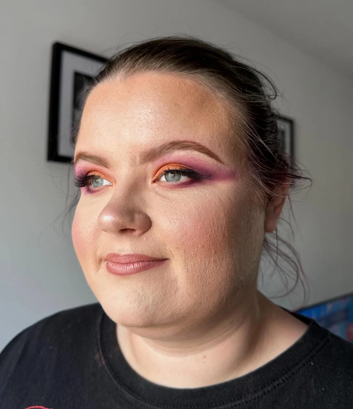 Some purples and oranges in the lovely Jess today
Jess really likes working with colour on her eyes so thought to have a little play with some pink toned purple and some copper oranges.
My books are now open so if you would like to book with me pl
