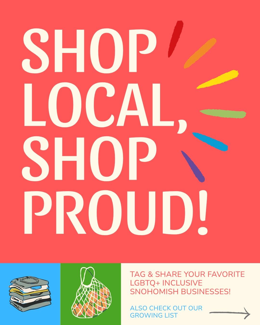 Our Shop Snohomish List is growing thanks to YOU! 💖 The community has shared so many fantastic recommendations for local, inclusive businesses &mdash; and we can&rsquo;t wait to add even more.

Do you know an LGBTQ+-friendly caf&eacute;, shop, studi