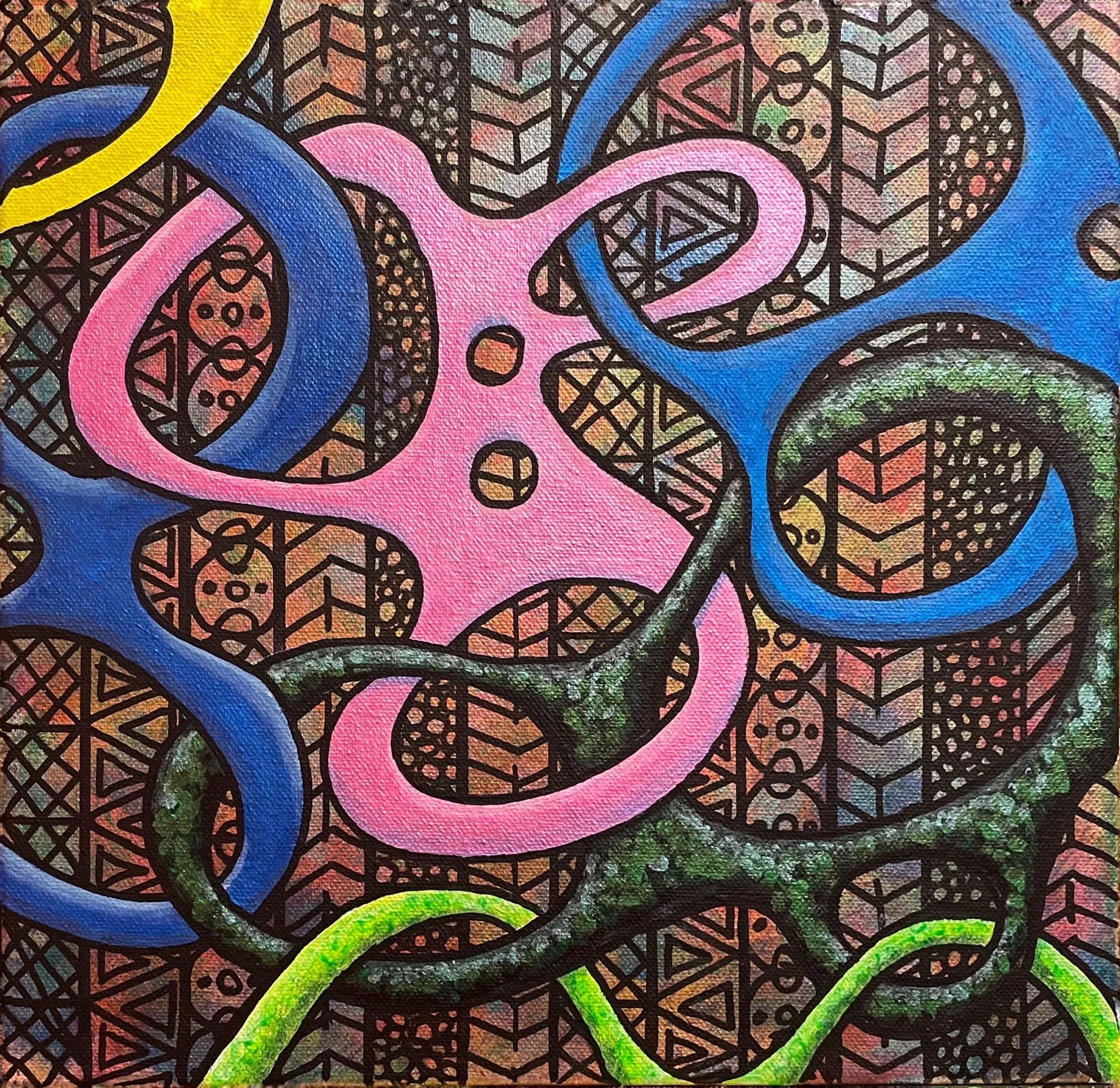 Linkage: Resonance, Acrylic on canvas, 12" x 12"