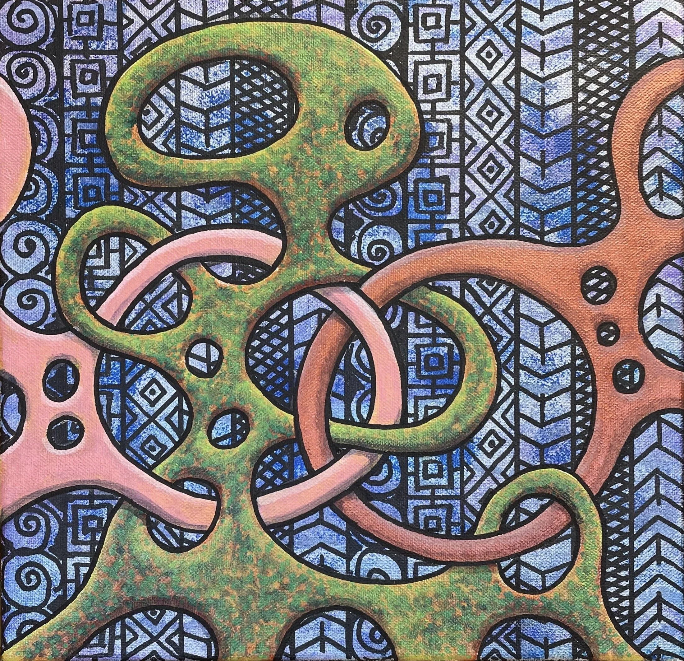 Linkage: The Agreement - 2026, acrylic on canvas 12" x 12"