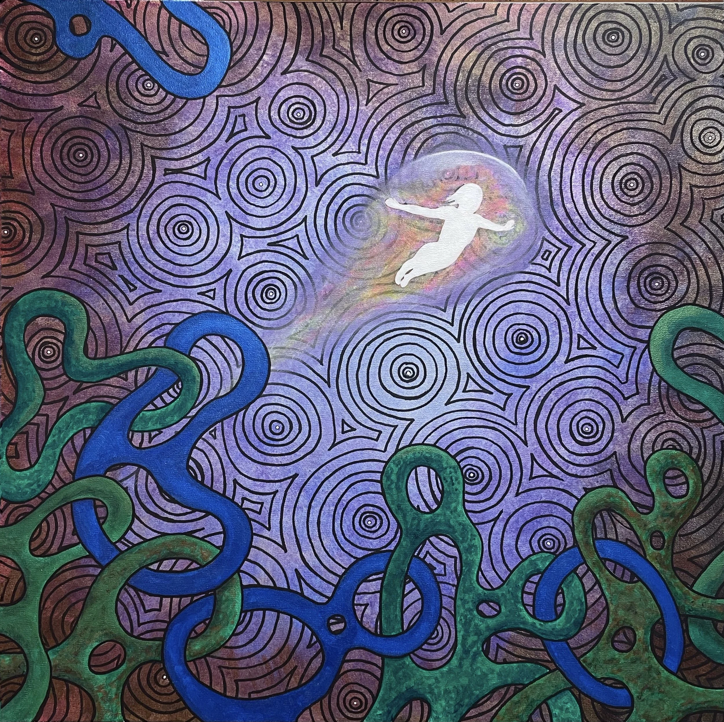 Visitor - 2026, acrylic on canvas, 30” × 30”