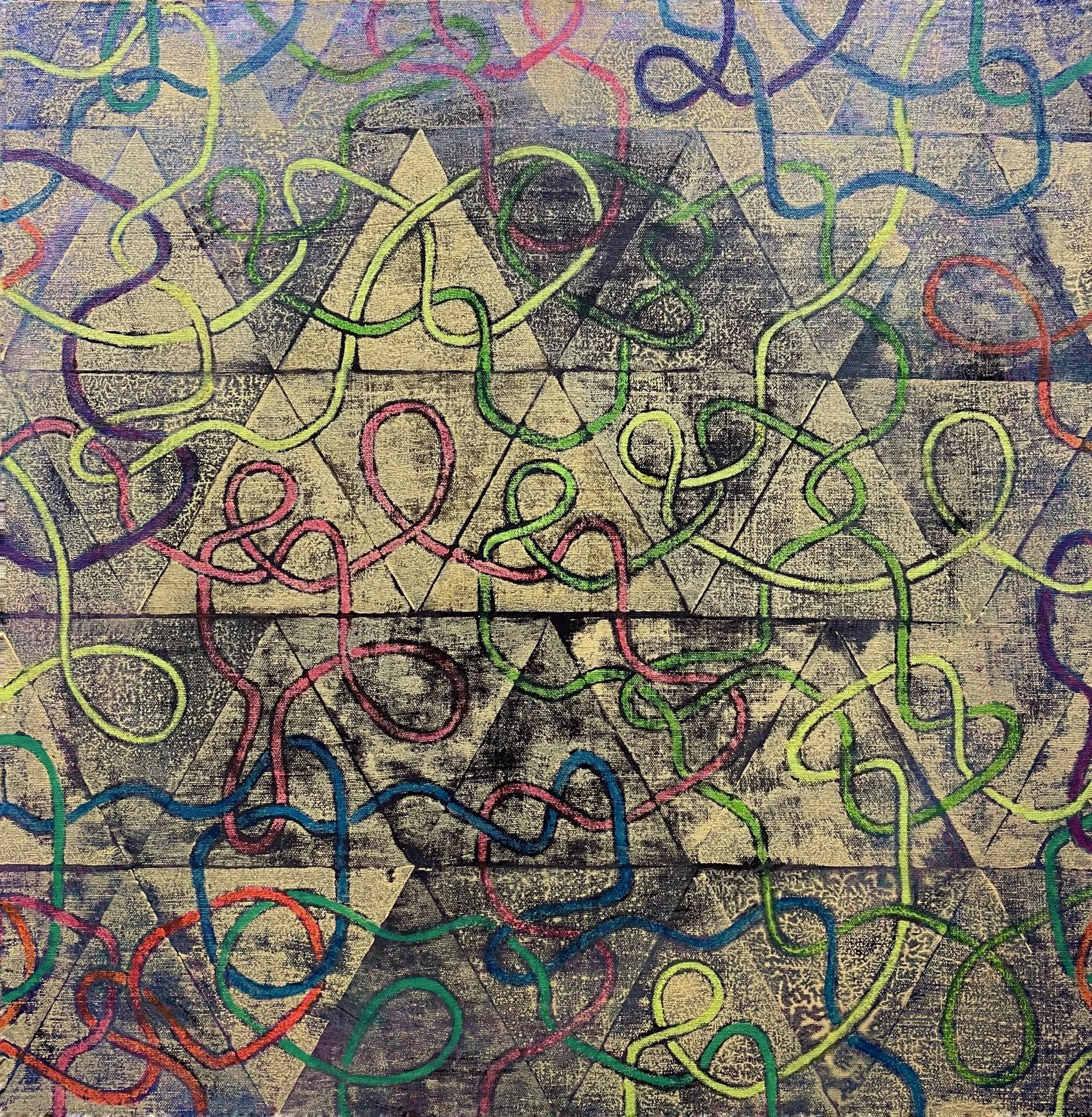 Triangle Tangle - 2025, acrylic on canvas, 24" x 24"