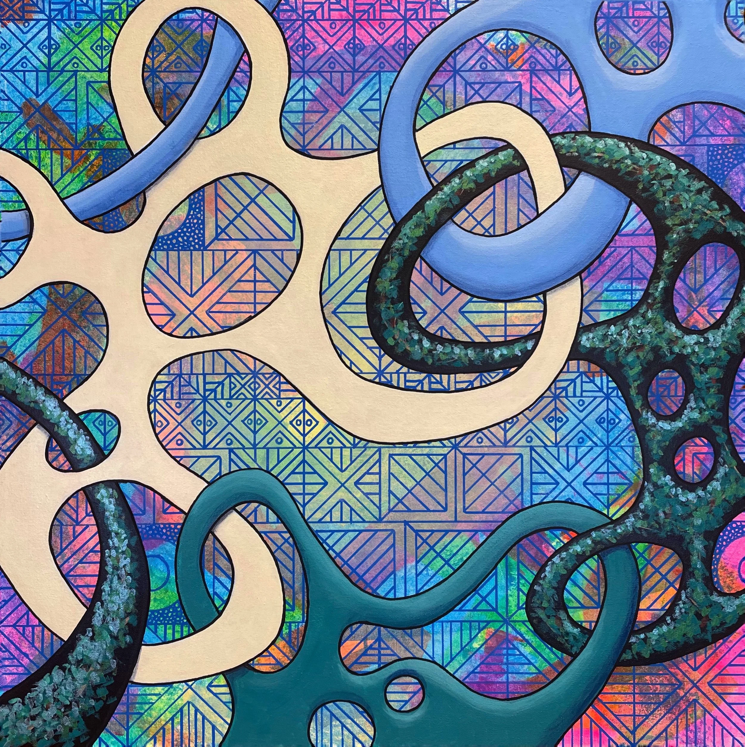 Linkage: Proof of Life, Acrylic on canvas, 30" x 30"