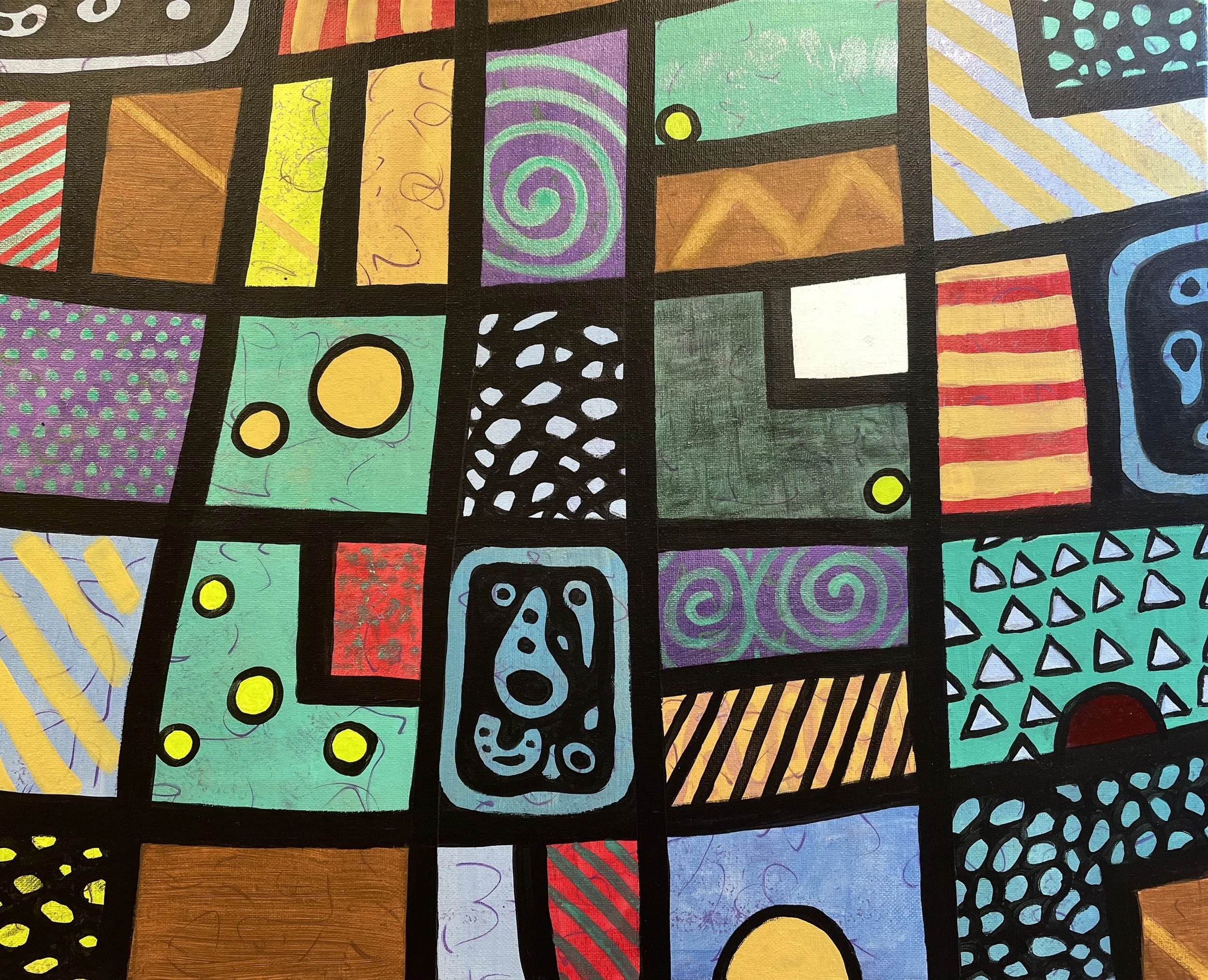 Patchwork Rhythm - 2024, acrylic on canvas, 16" x 20"