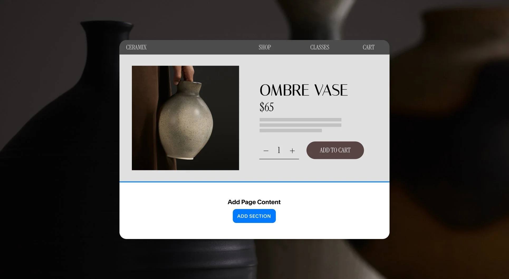 Online store product page description and image