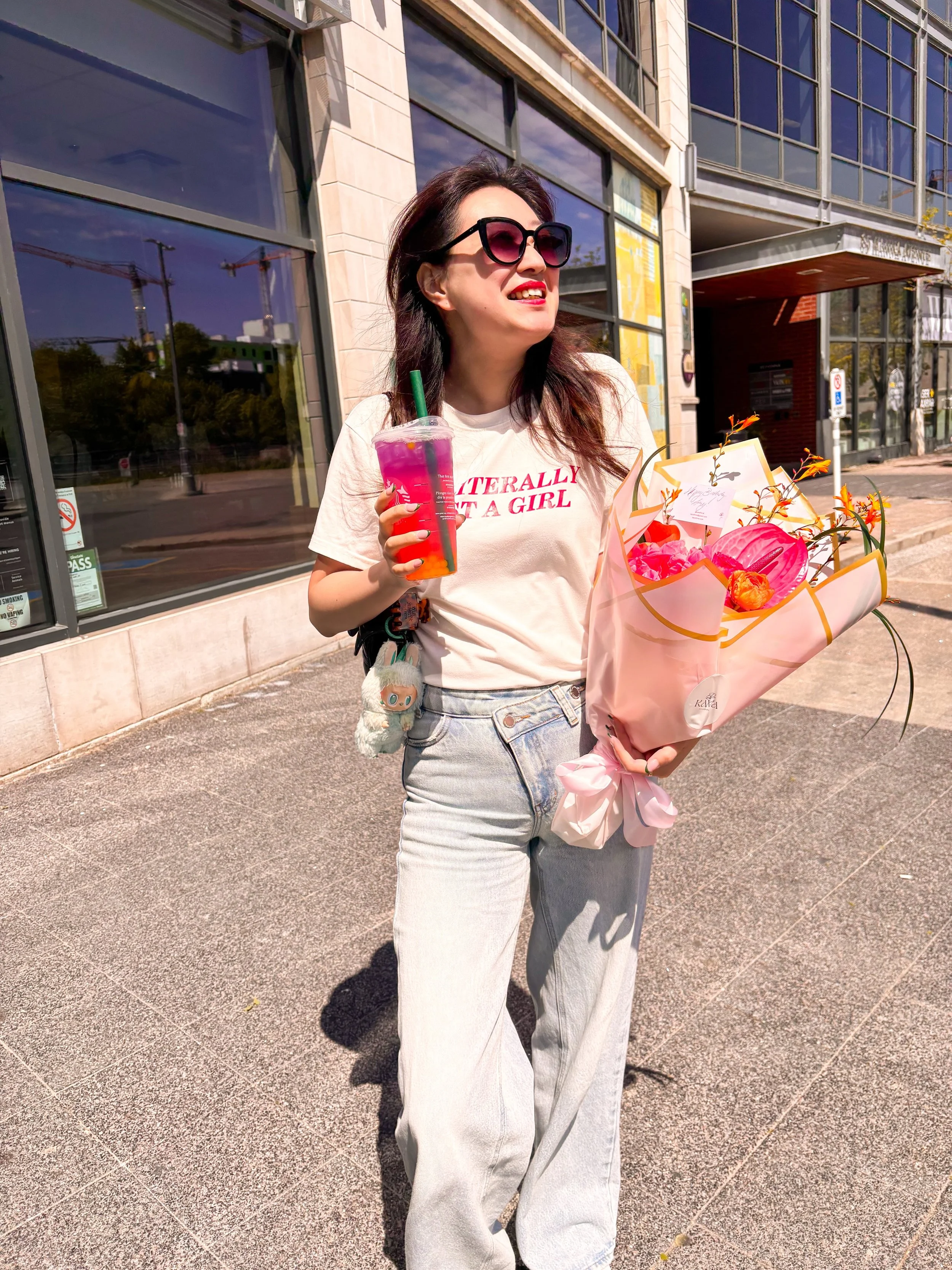 girls *literally* just want flowers 🌺 
happy birthday to our co-kava queen Amy who is celebrating with pink fluffy blooms and mandatory matching birthday drinks 🍹 
#birthdayflowers #mayflowers #torontoflorist #modernflorals #peonies